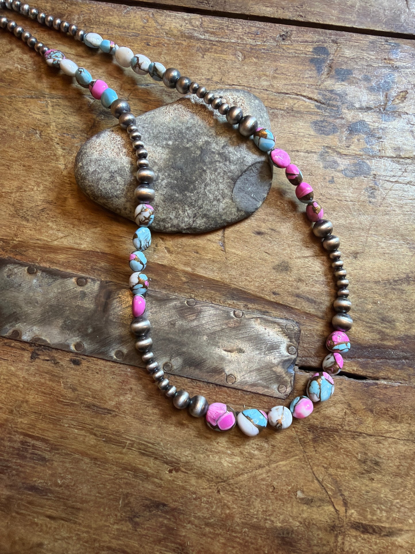 Jennifer H-cotton candy machine made necklace 19-20 3/4
