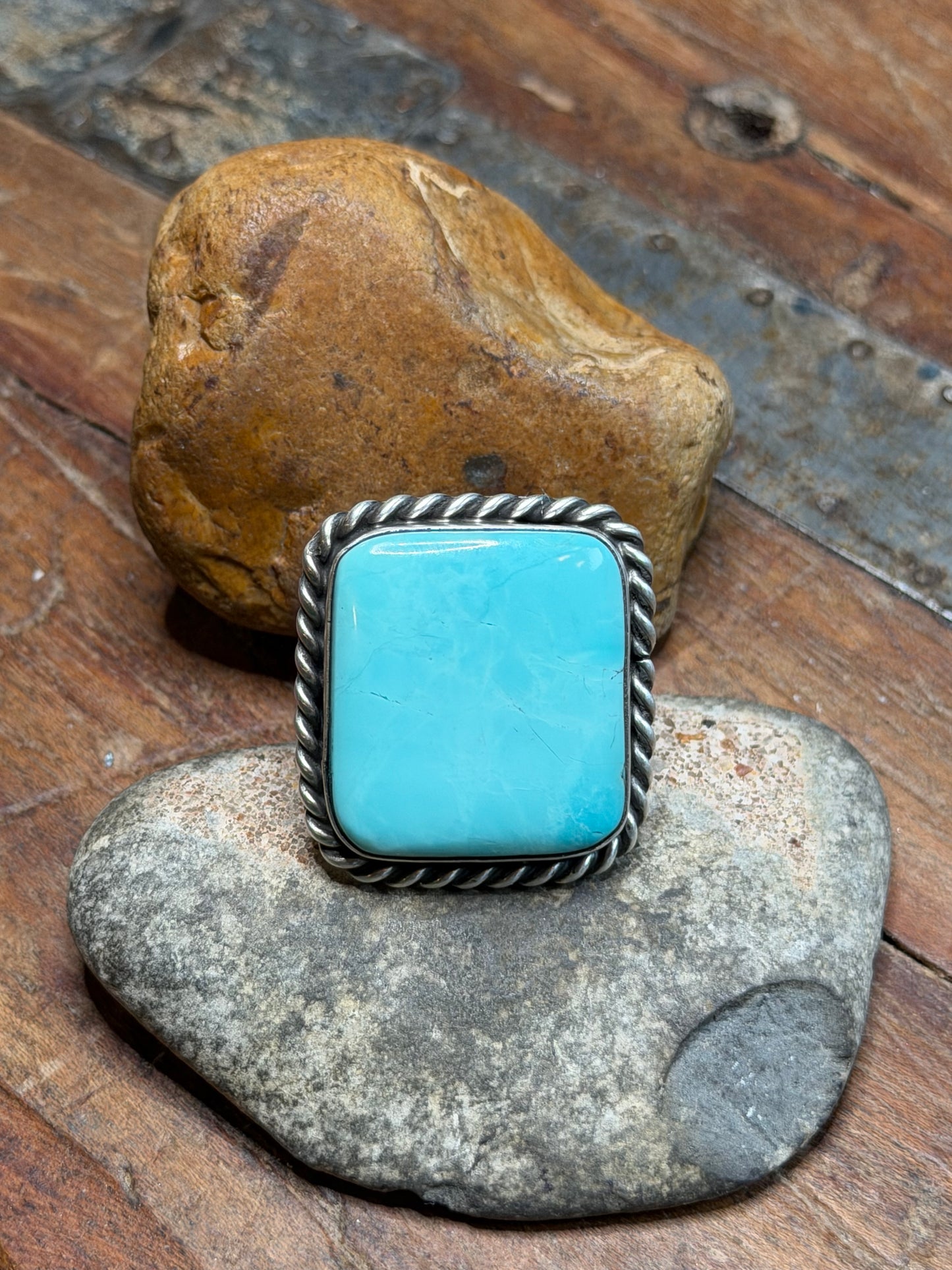 Rachel - Turquoise Square Adjustable Ring