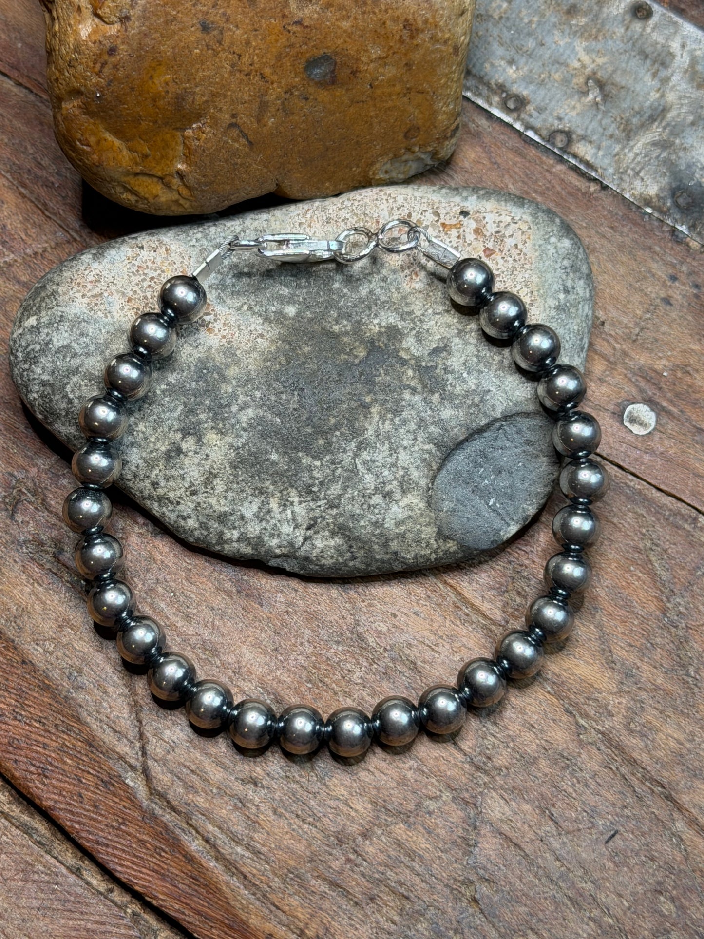 Isabel - 6mm Machine Made Beaded Bracelet - 7.5" Long