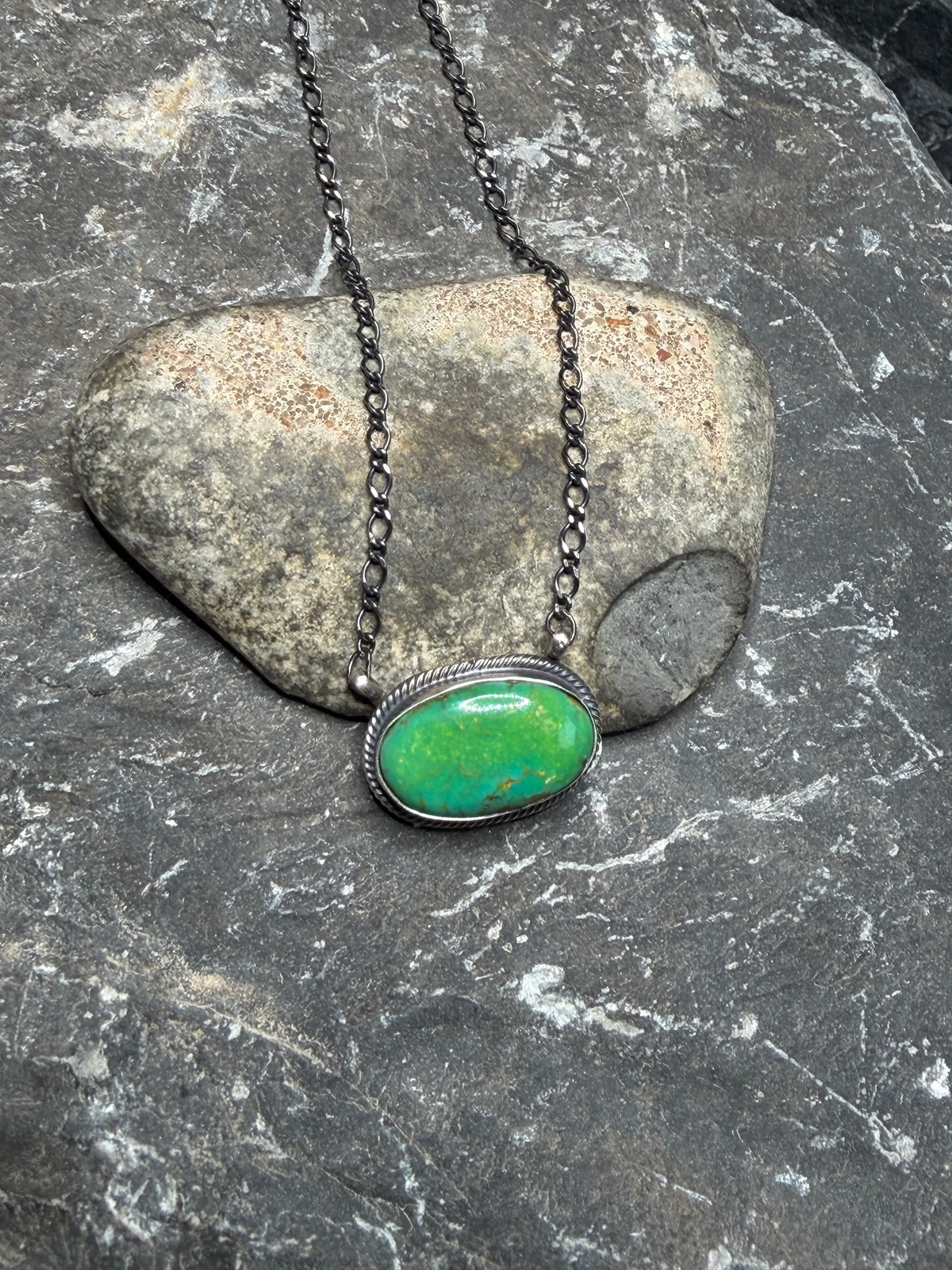 Brooke - Turquoise Oval Bar Necklace - 19.75" Long