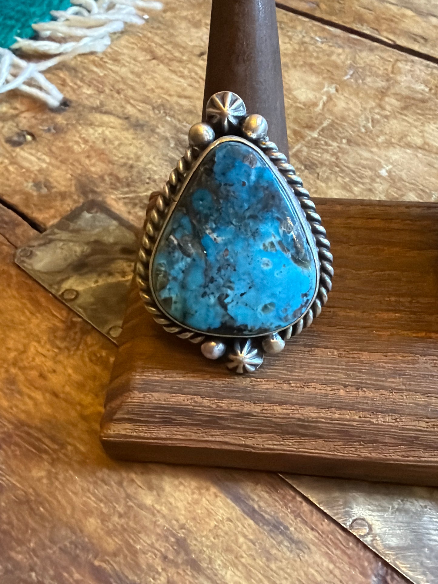 Jaylene turquoise adjustable ring sized to 11