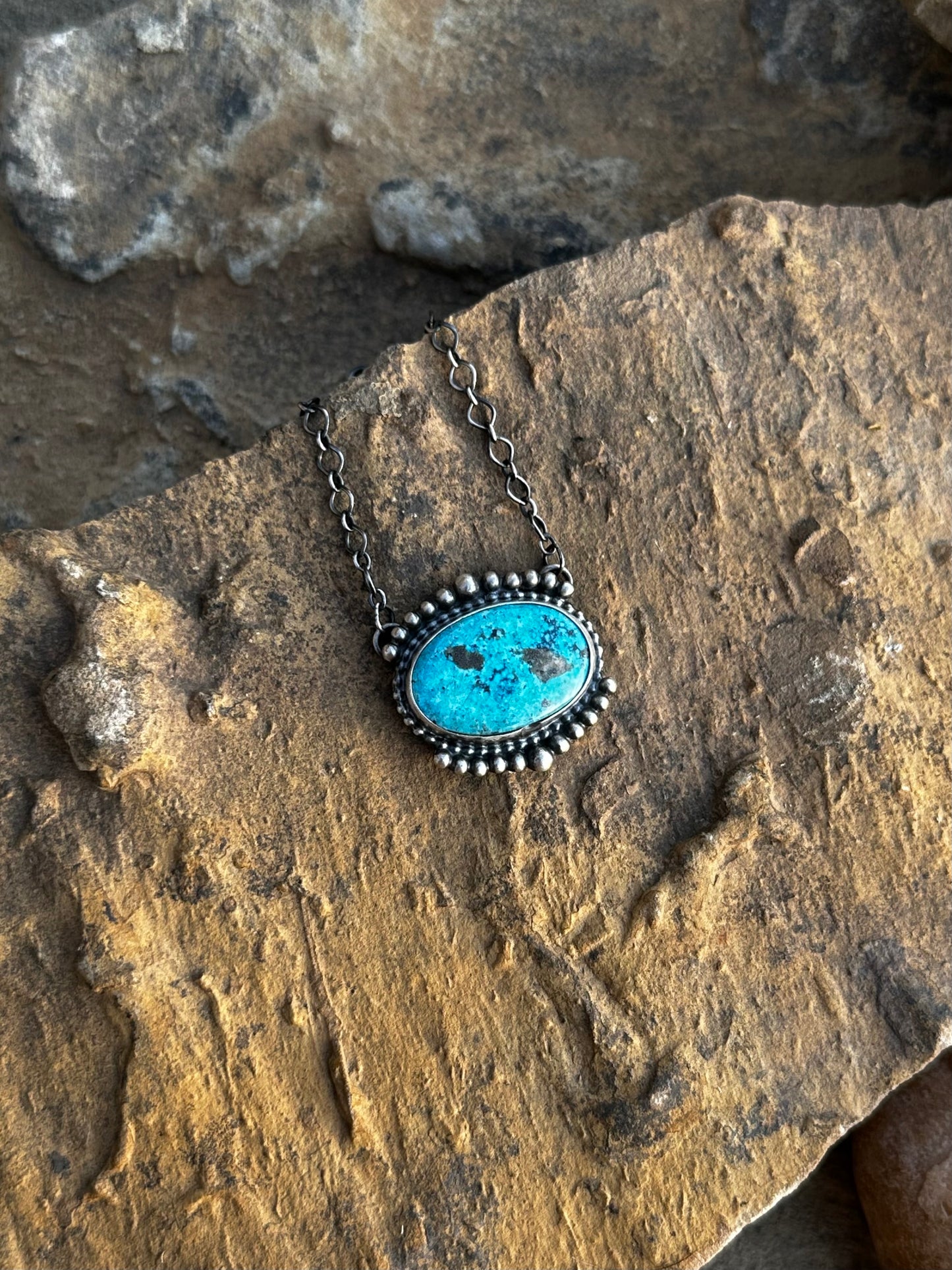 Beaded Turquoise Bar Necklace