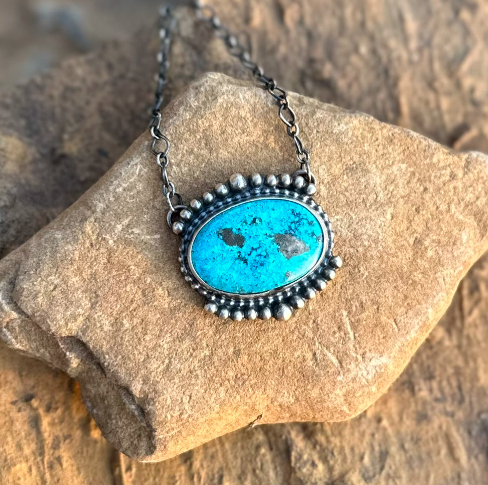 Beaded Turquoise Bar Necklace