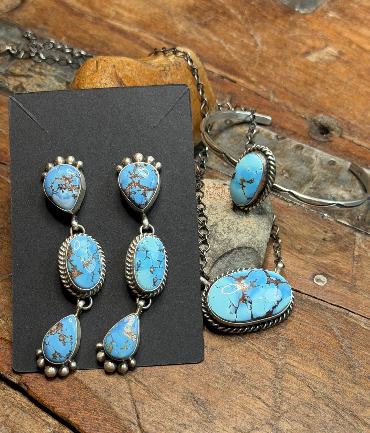 Dani - Golden Hills 3 Piece Set - Necklace, Cuff, Dangle Earrings