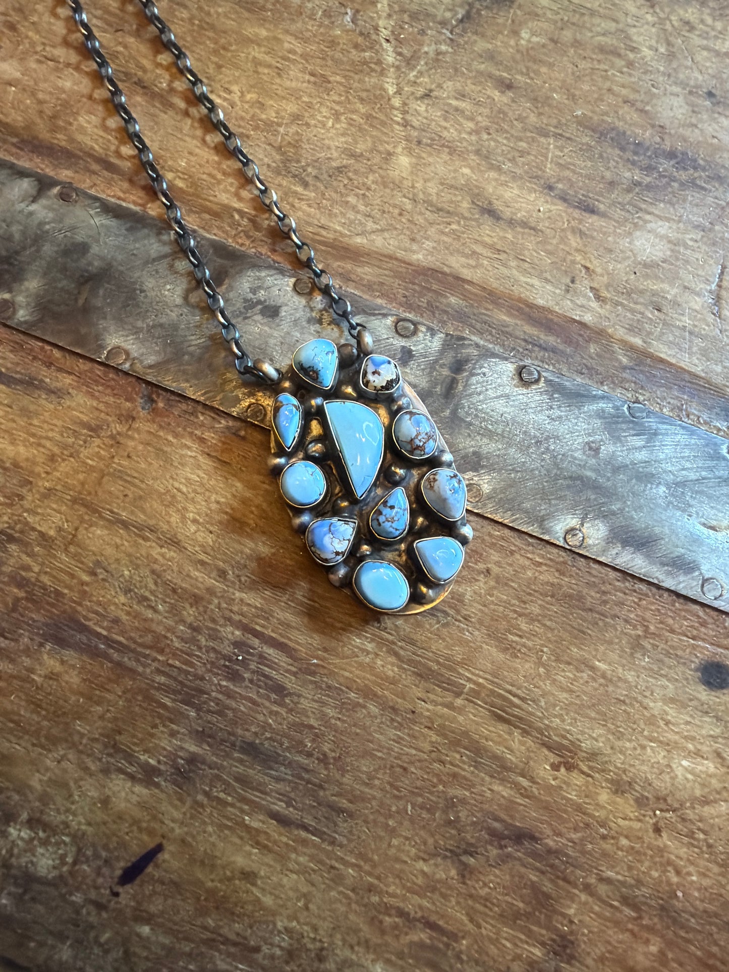 Gina golden hills necklace 16 5/8 stamped b Lee (as is crackers stone)