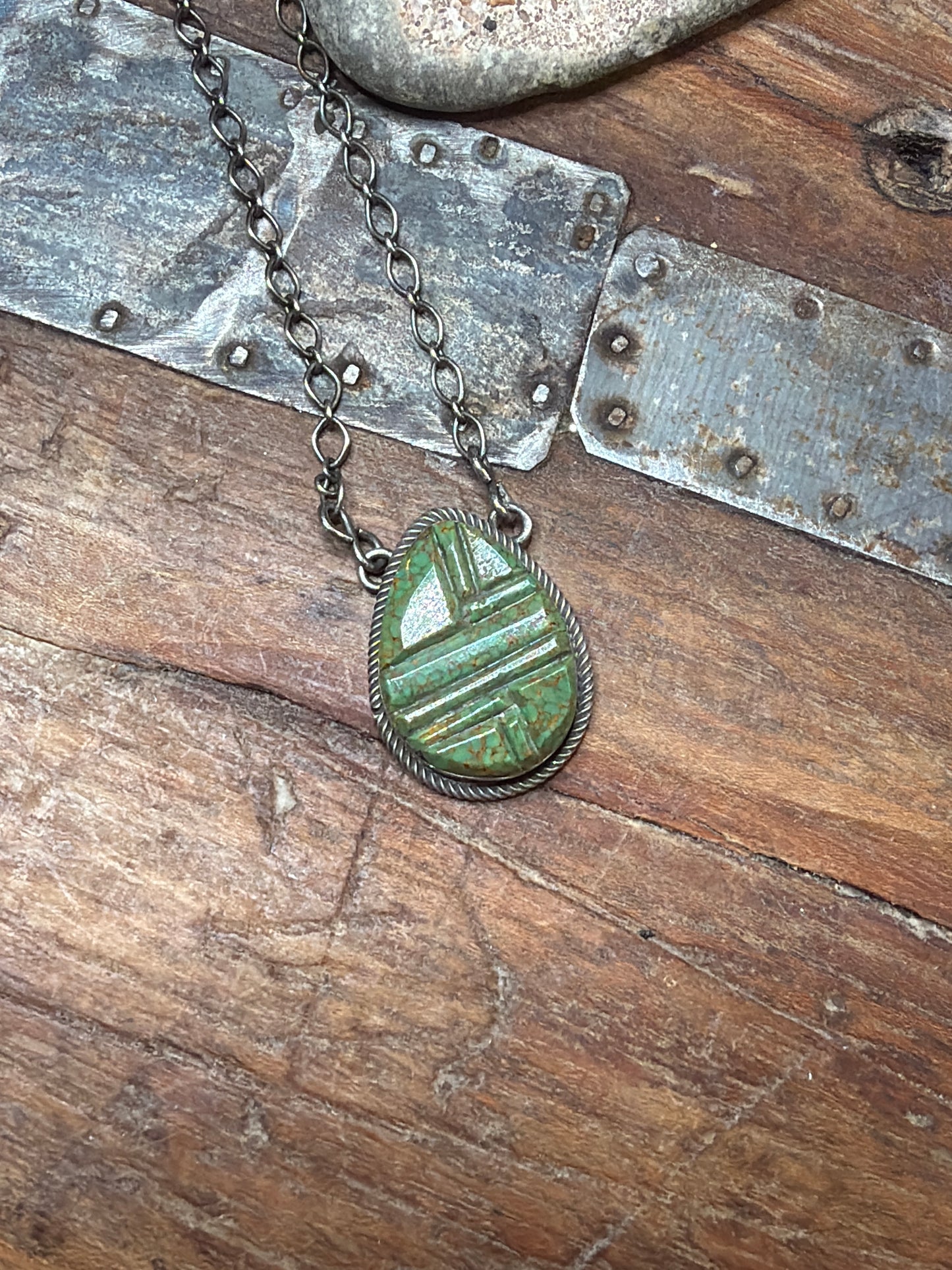 Lara- green bar style necklace 20 inch