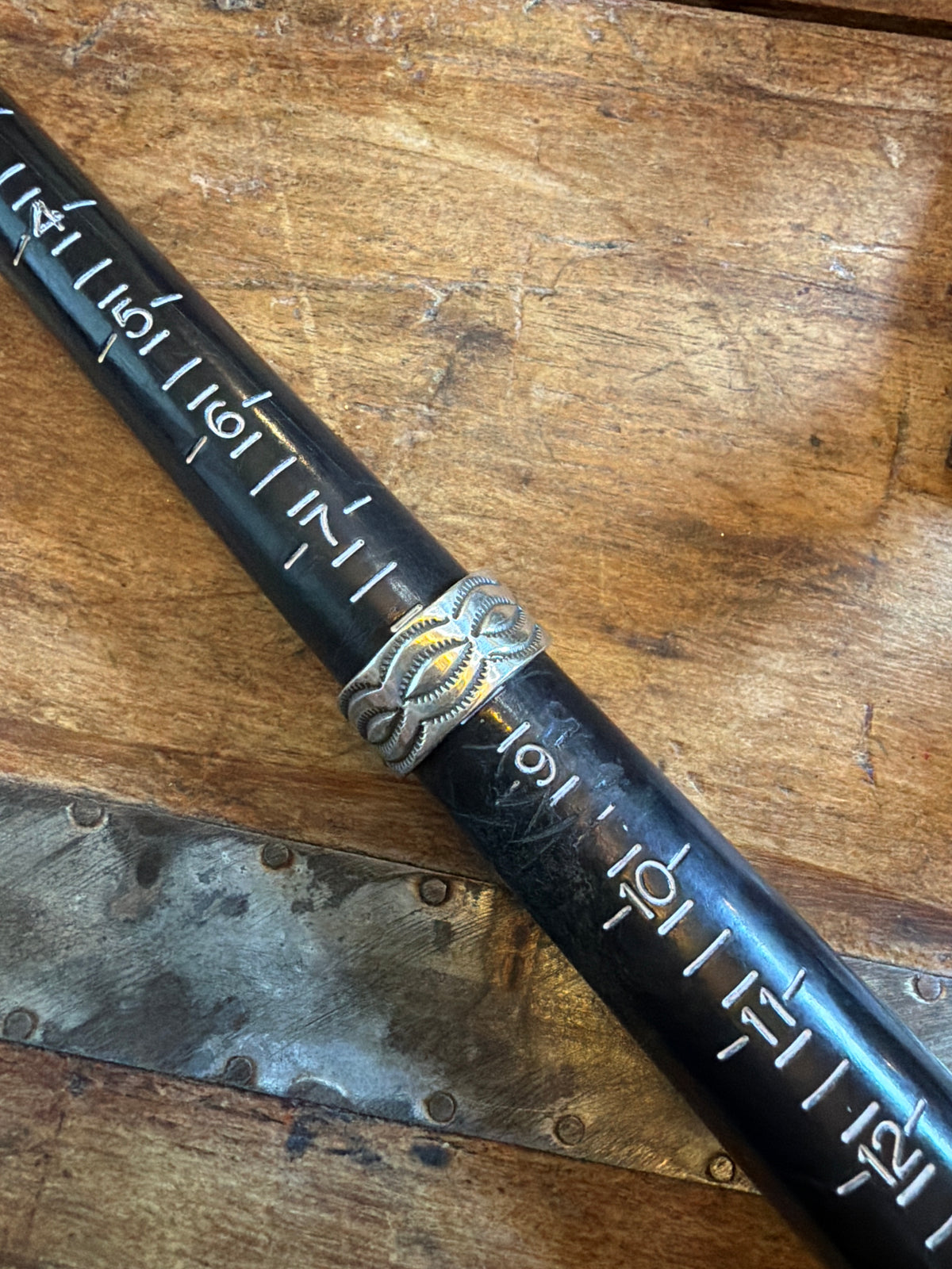 Esther silver band stamped JG