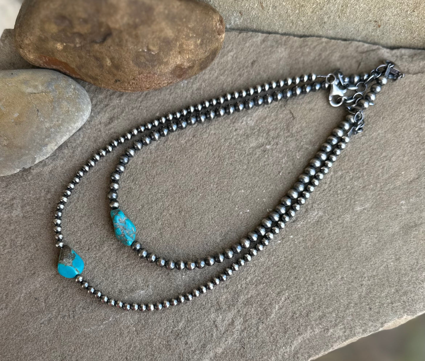 Sterling beads and turquoise (A)