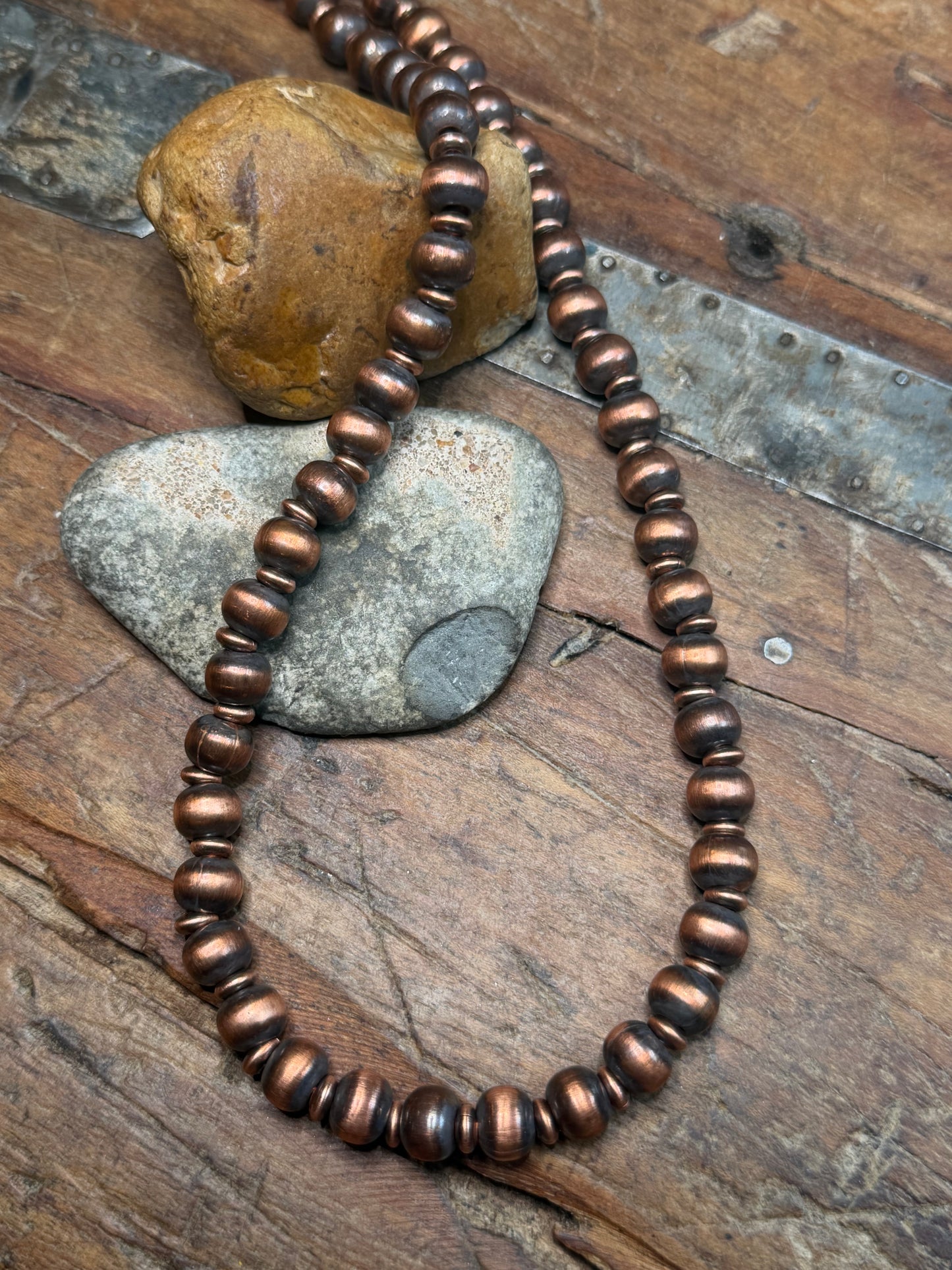 Andrea - 9.52mm Machine Made Beaded Copper Necklace - 24" Long
