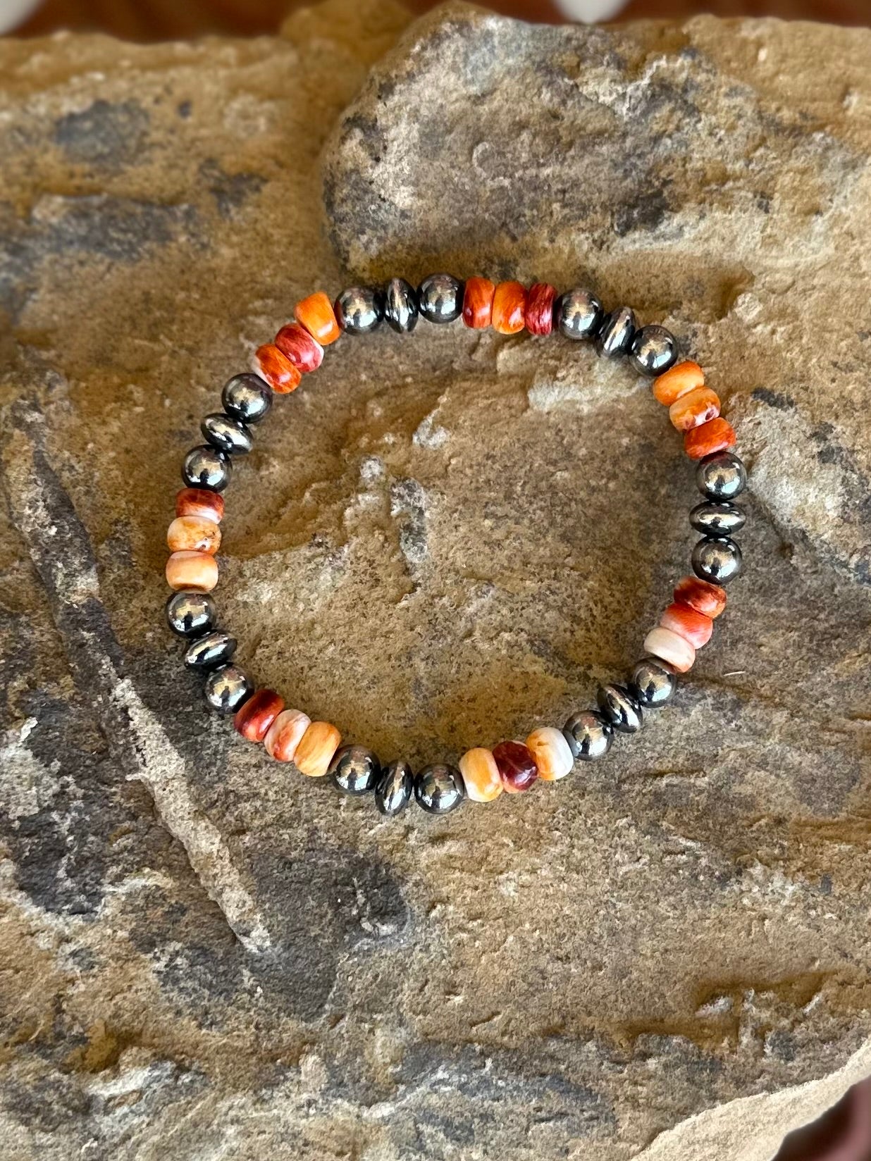 Sterling and spiny stretch bracelet