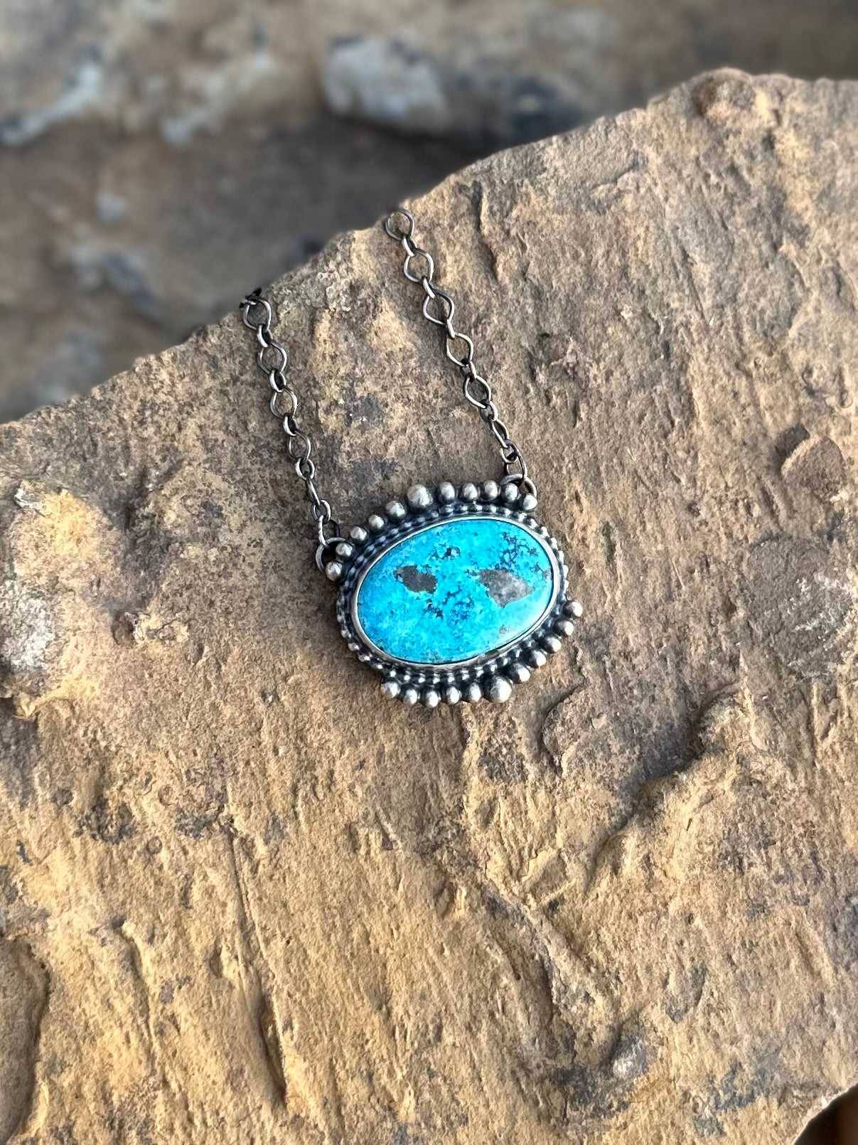 Beaded Turquoise Bar Necklace