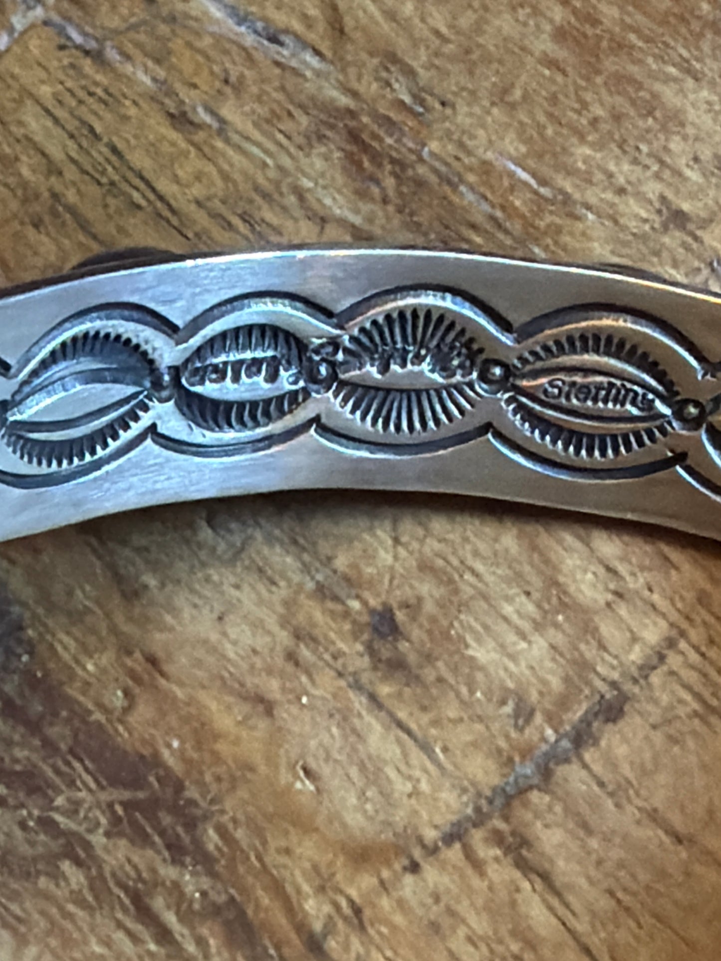 Kim turquoise bangle stamped by the artist 8inch (2 1/2 across)