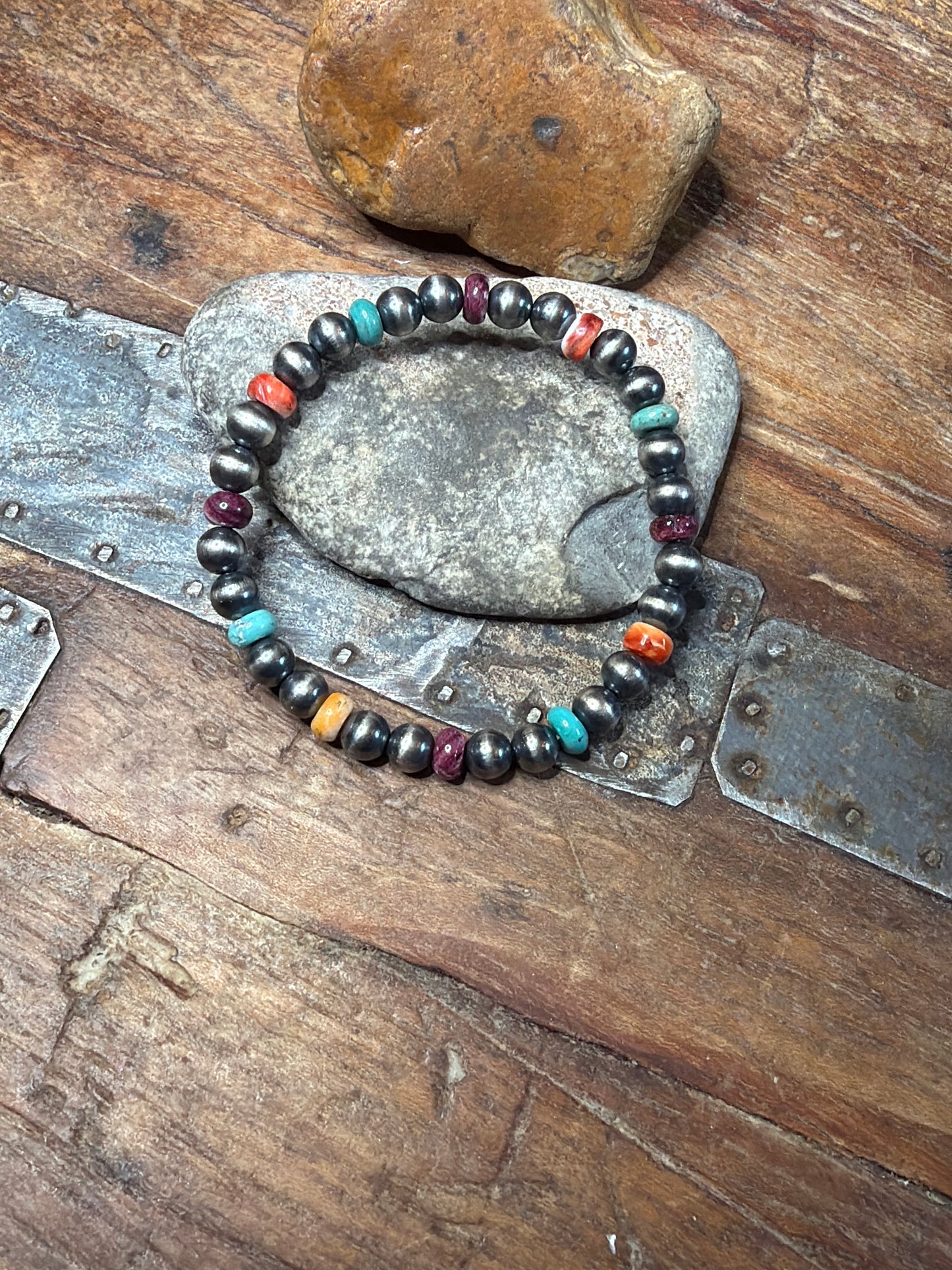 Lou machine made stretchy bracelet multicolor stones