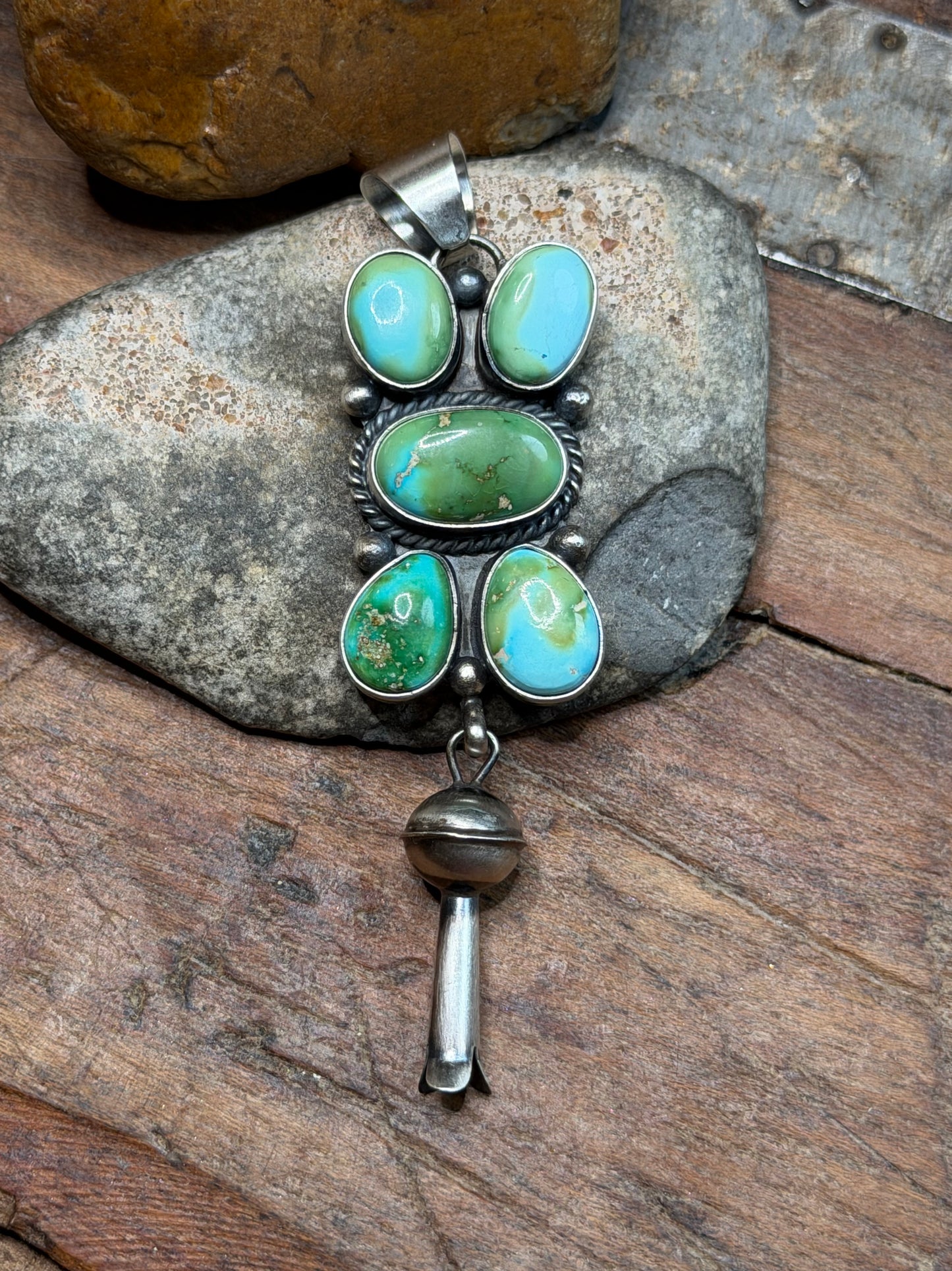 Bridgette - Turquoise Cluster w Blossom Pendant