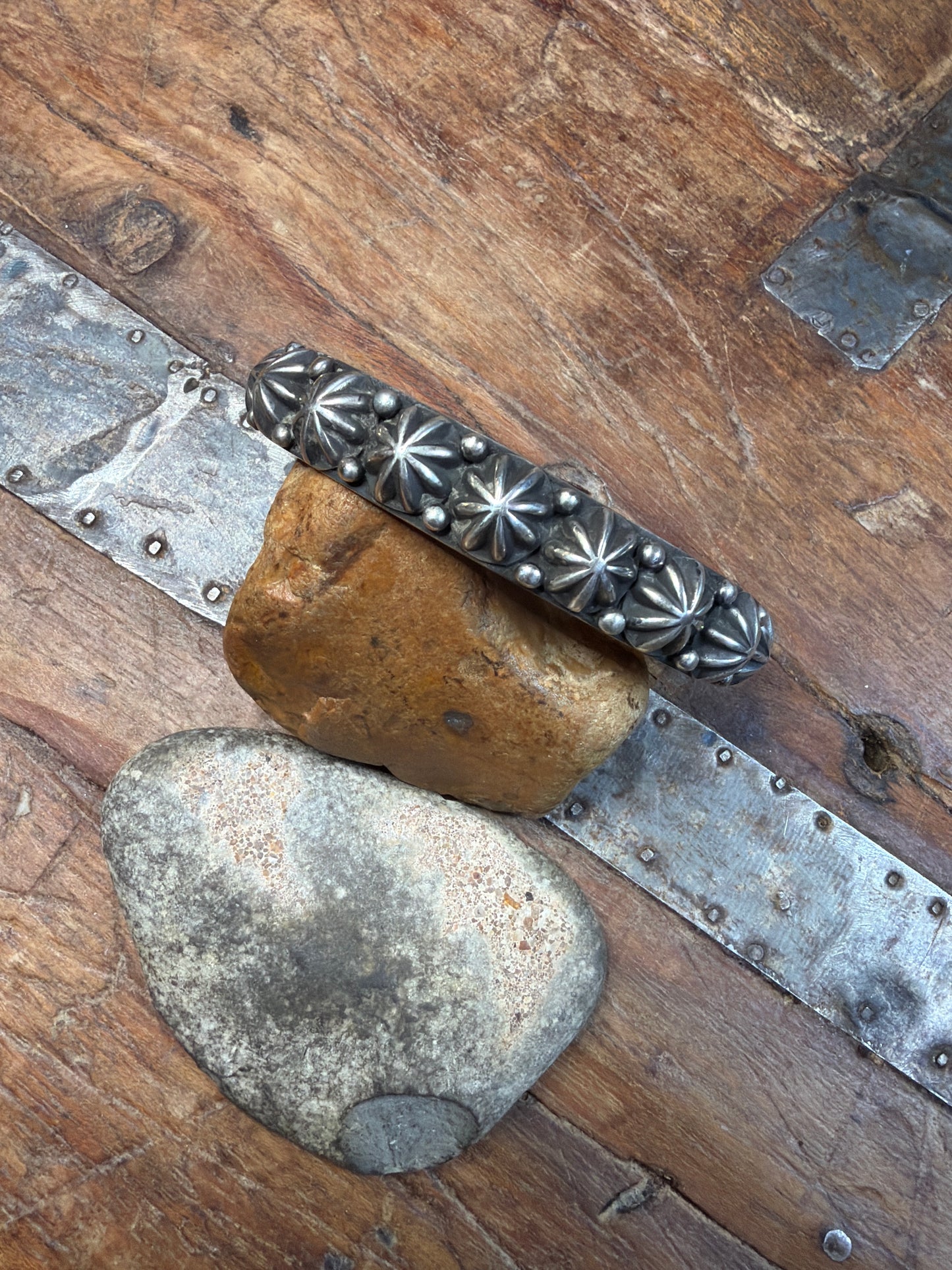 Lynnie 7 inch happy Piasso cuff stamped by the artist