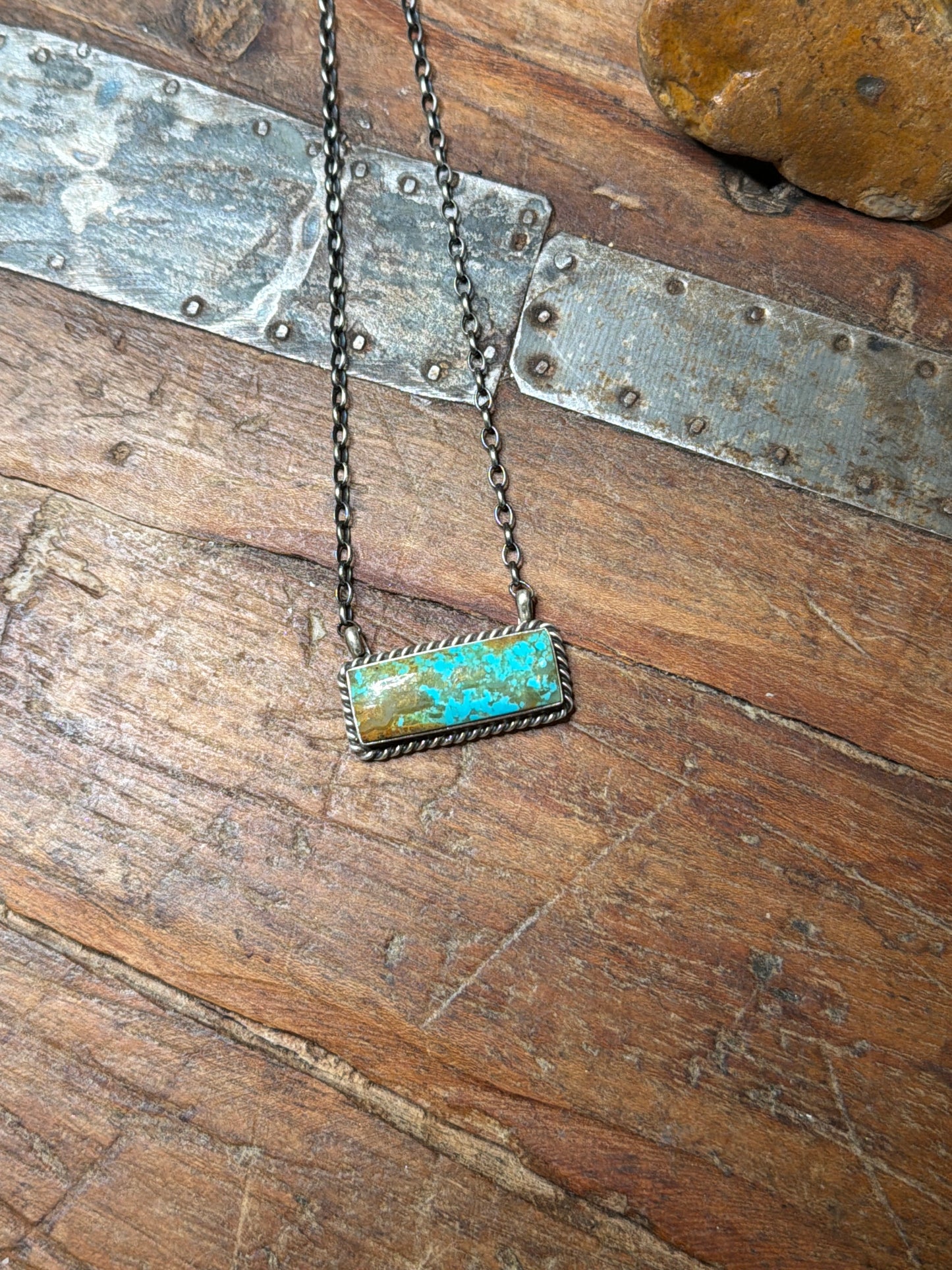 Laura 16 5/8 turquoise bar necklace