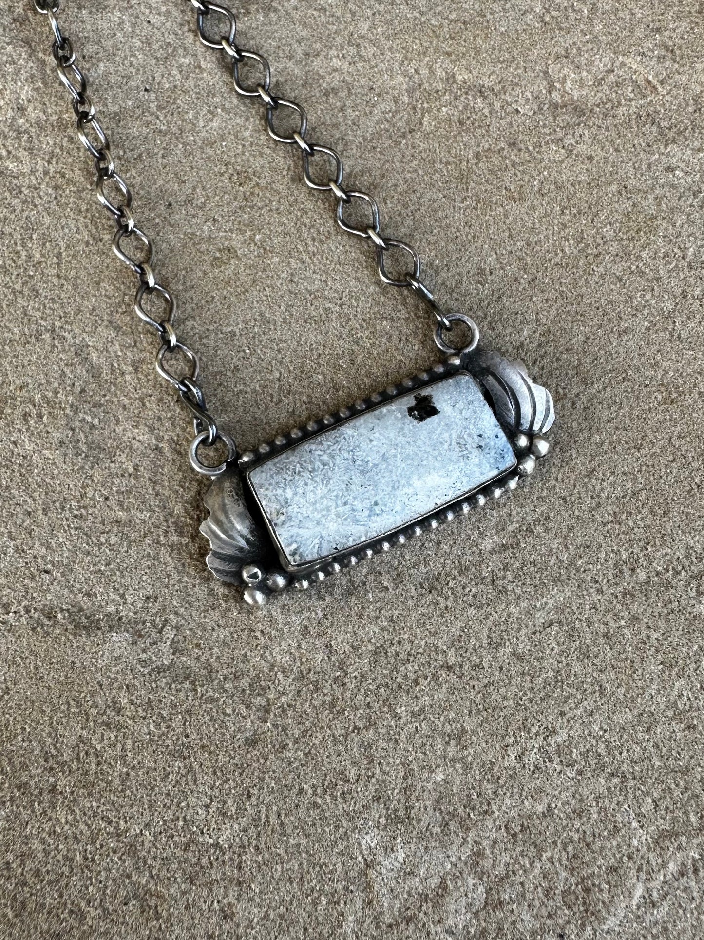 White Buffalo bar necklace