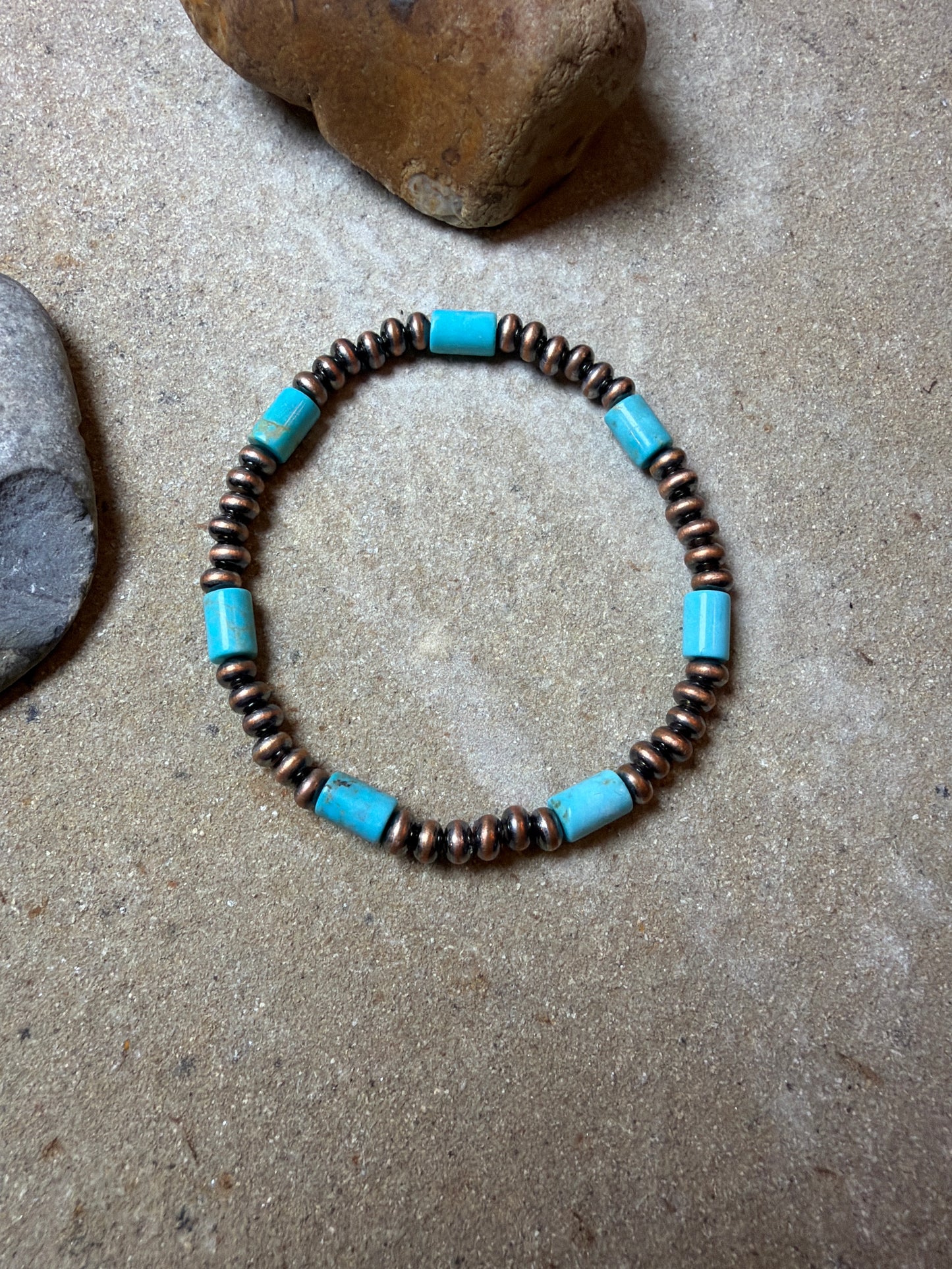 Catrina copper and turquoise stretch bracelet