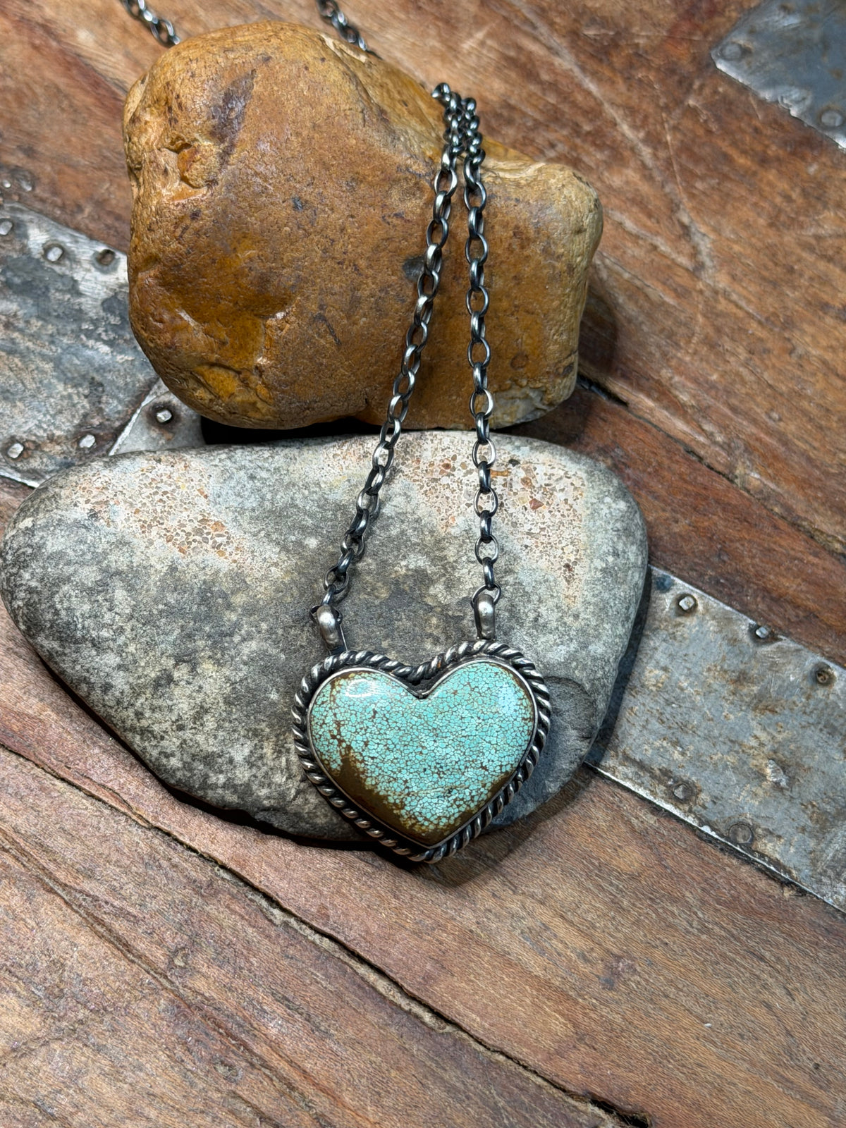 Cori - Hard Times Ranch - Turquoise Heart Necklace - 18-5/8" Long