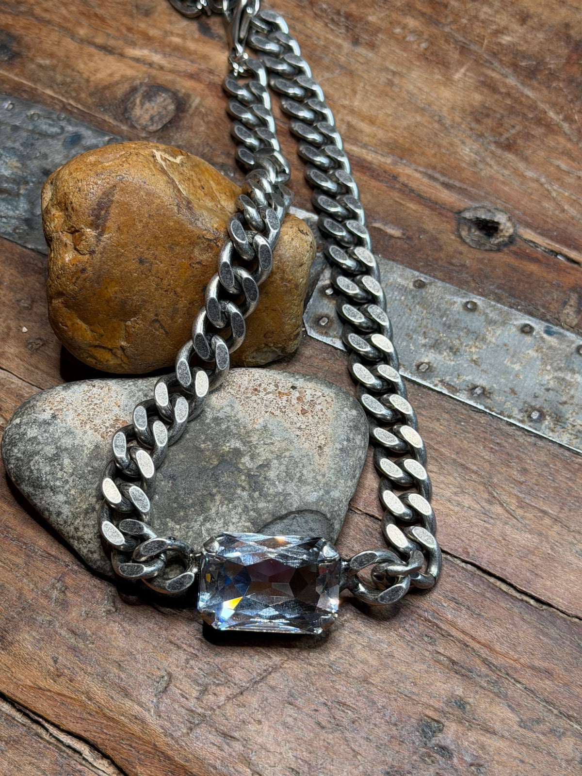 Katie - The Darcy Necklace w Clear Crystal Stone - 15.5" to 19" Long