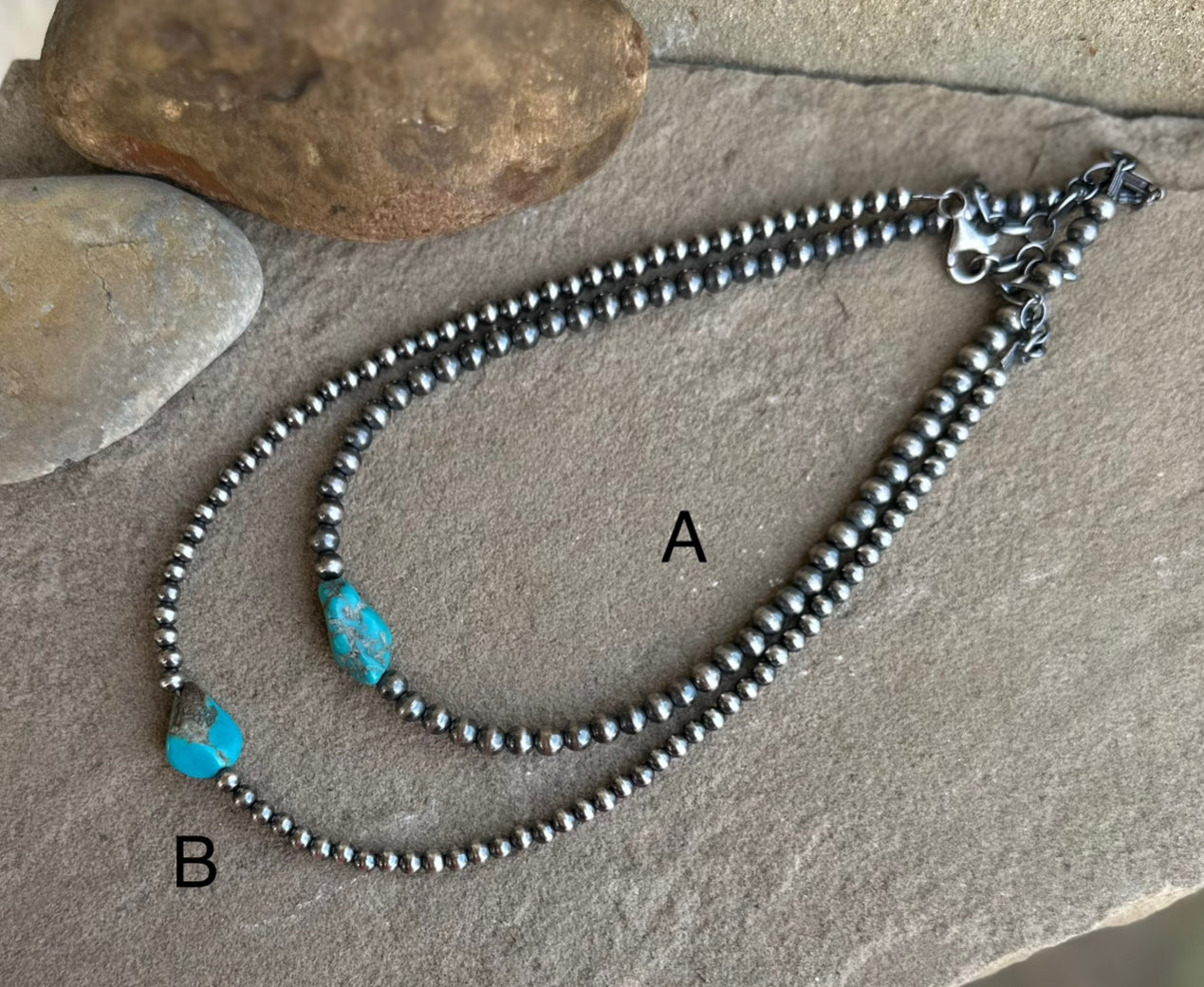 Sterling beads and turquoise (A)