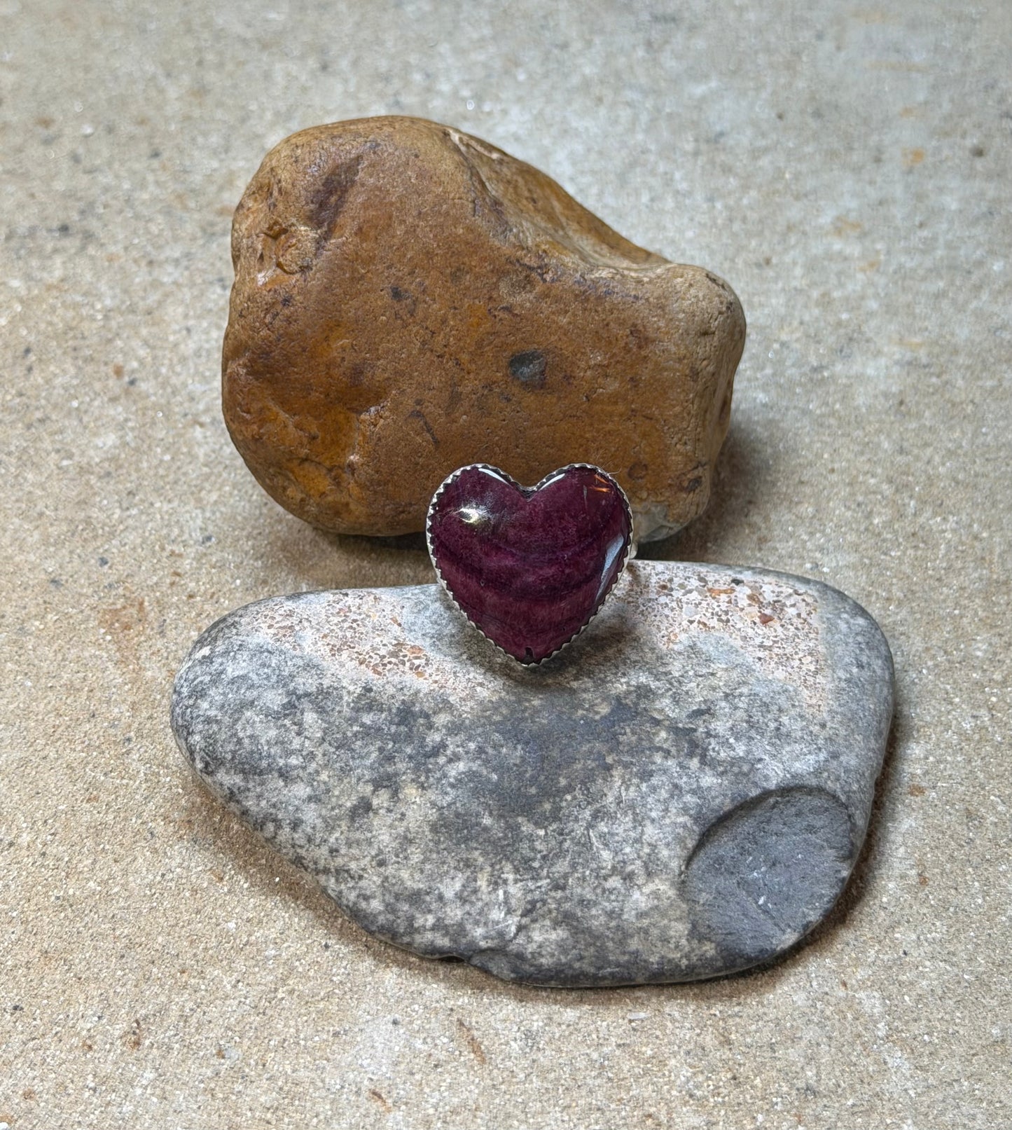Tina - Purple Spiny Heart Adjustable Ring