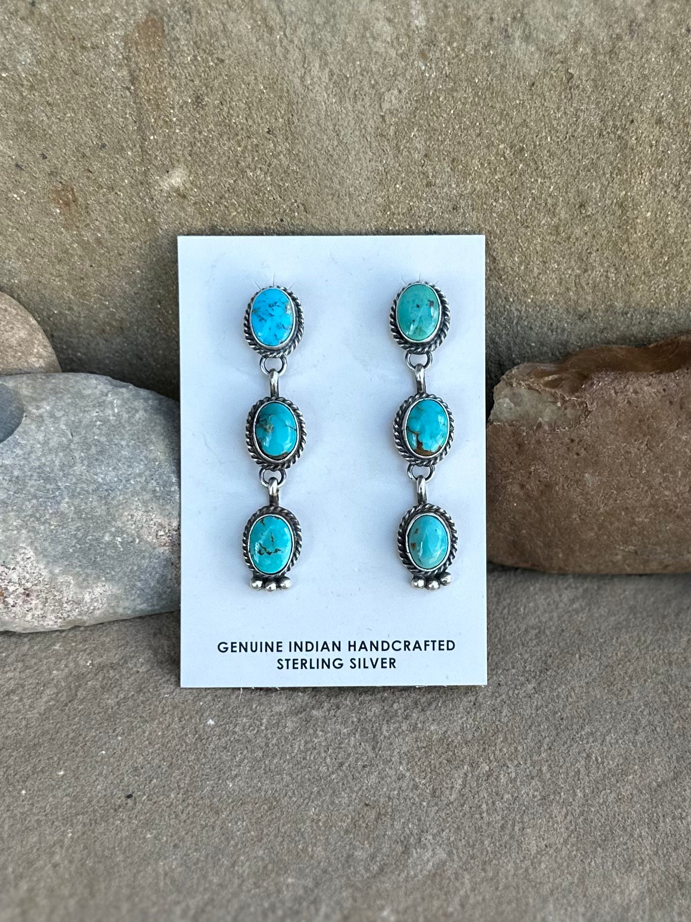 Frida Martinez, three stone dangle earrings (c)
