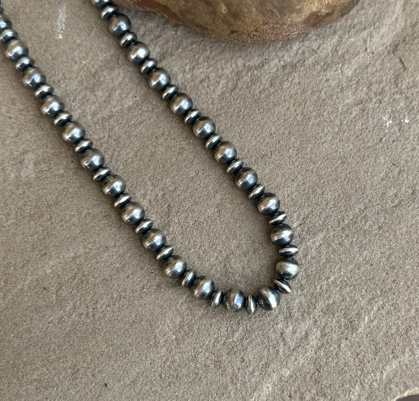 8mm round with saucer beads 18 3/8 inch sterling pearl necklace