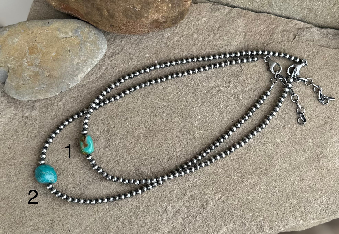 Turquoise and sterling Bead necklace 2