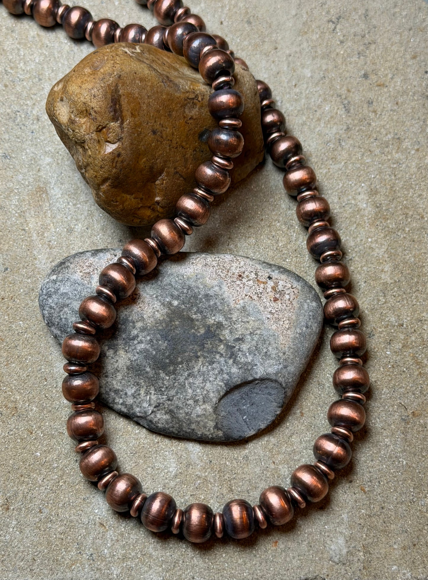 Marisa - 10mm Machine Made Copper Beaded Necklace - 20" Long