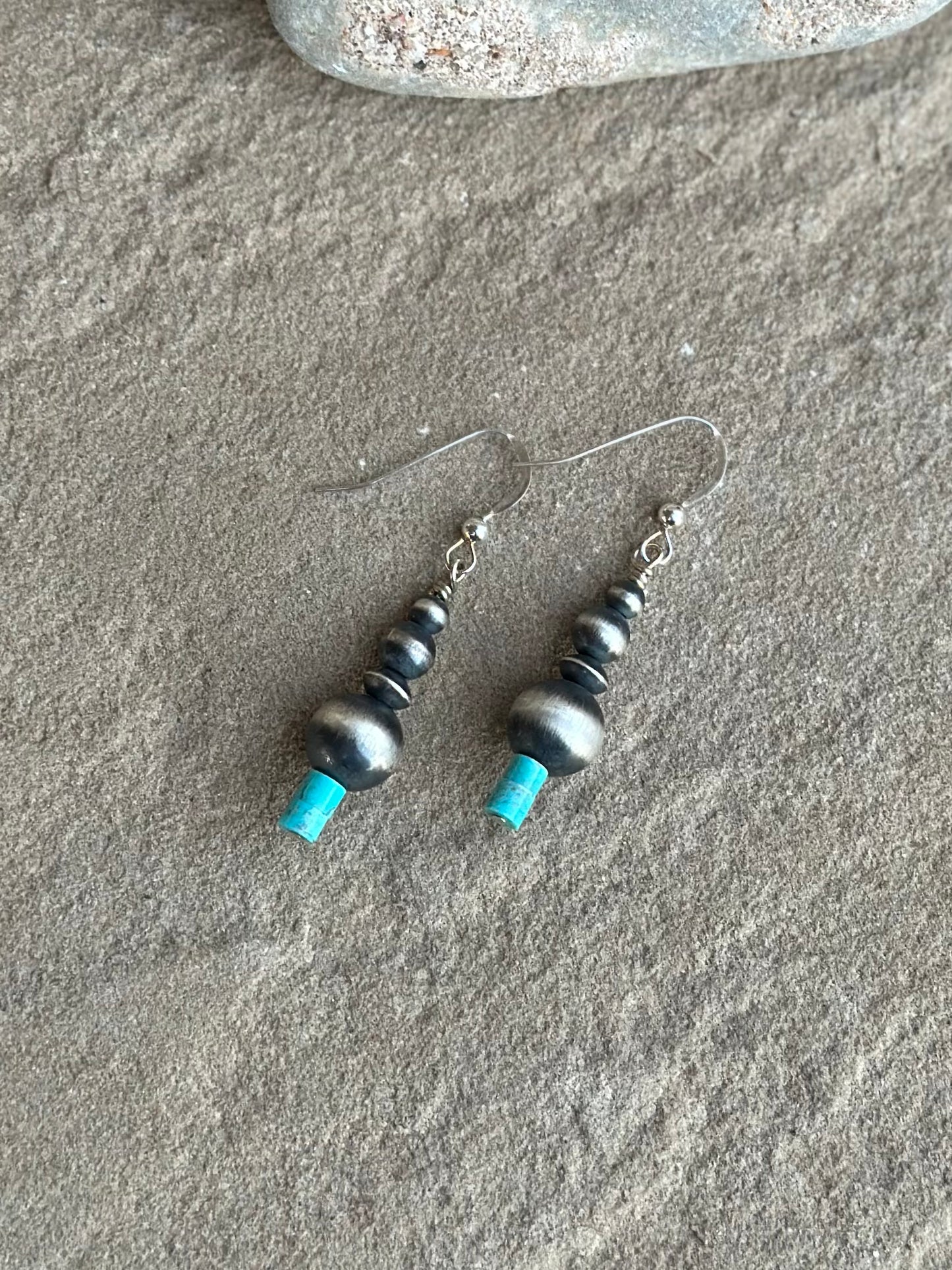 Sterling bead and Turquoise earring