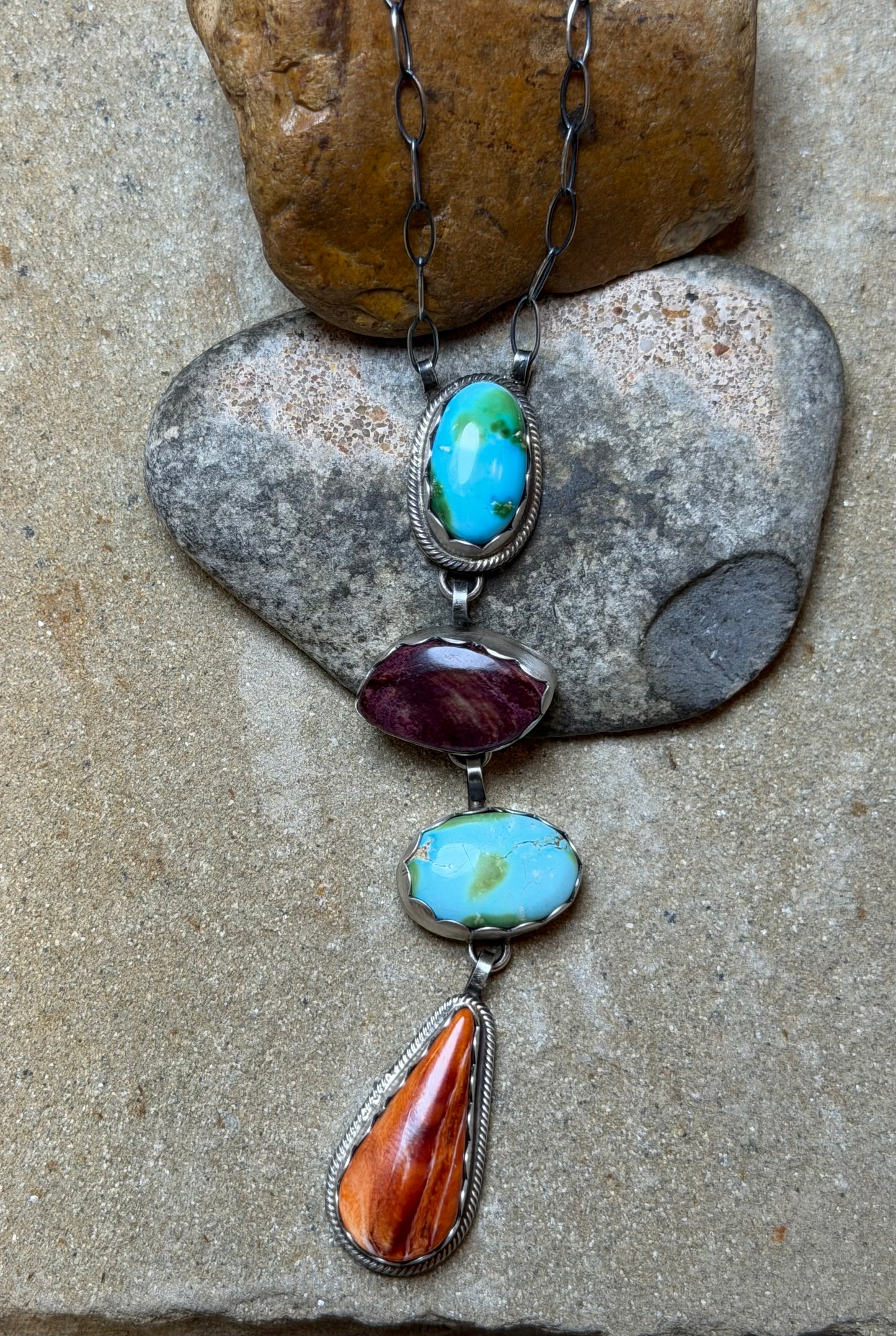 Sonya - Multi Stone Lariat Necklace
