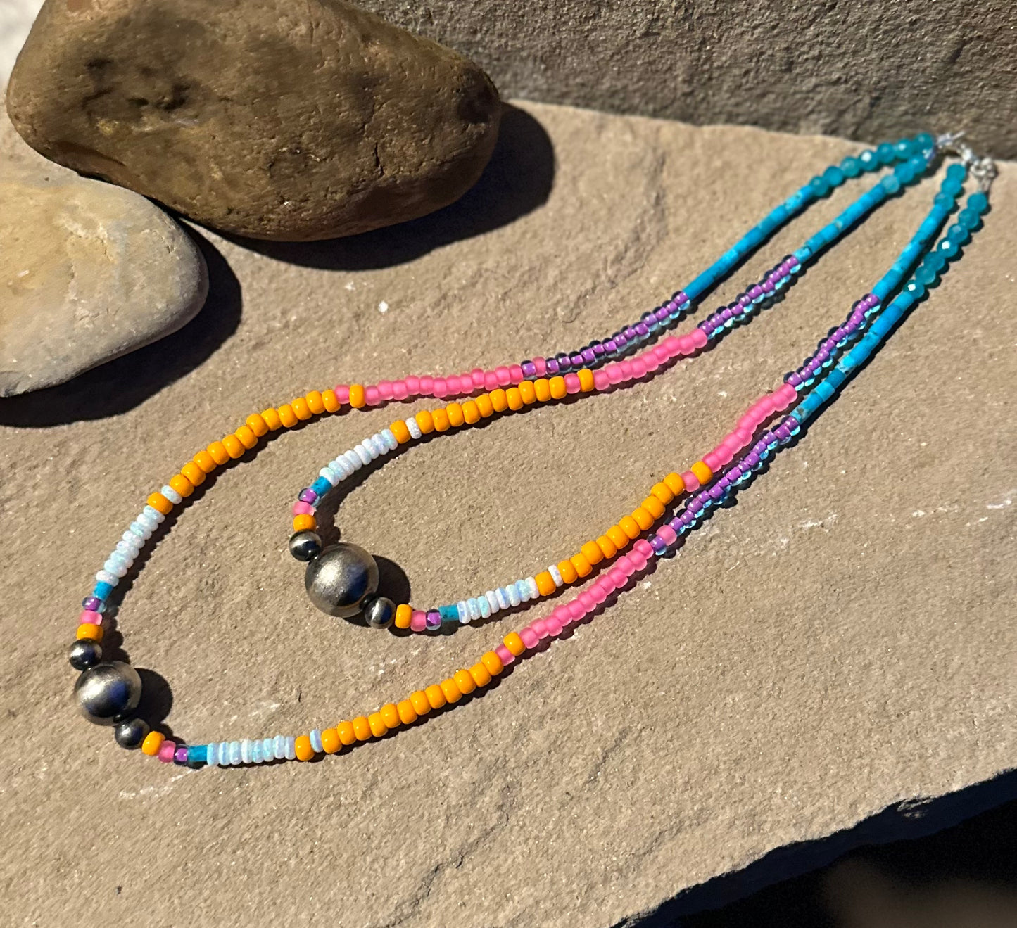 14 inch multi bead necklace