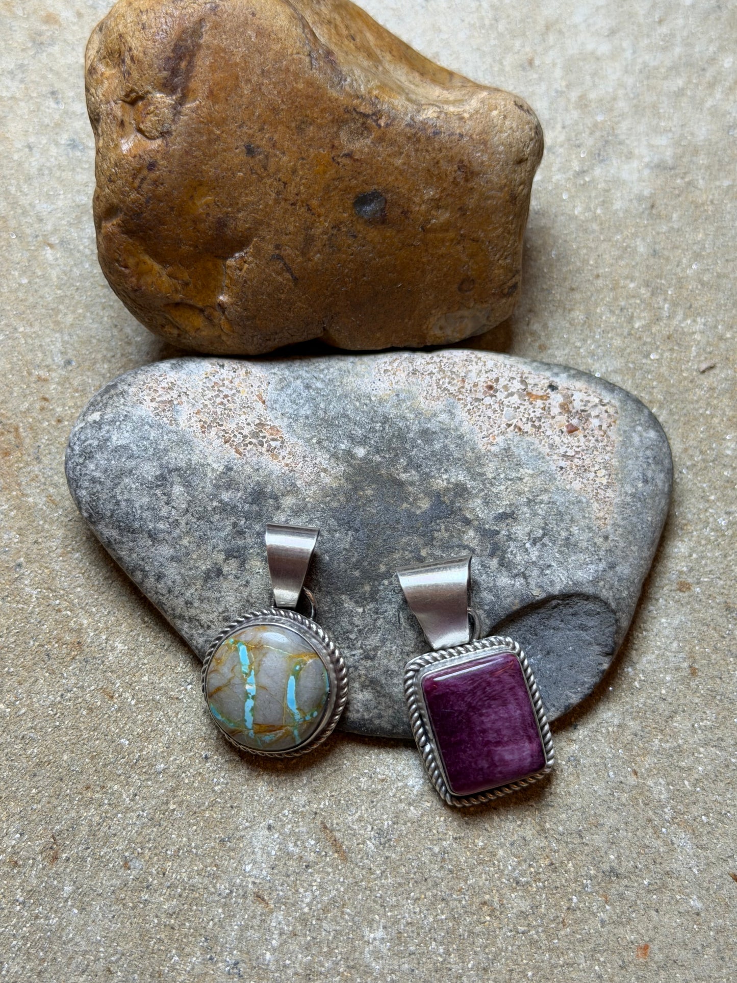 Lara - Turquoise Mini Pendant, and Purple Spiny Mini Pendant