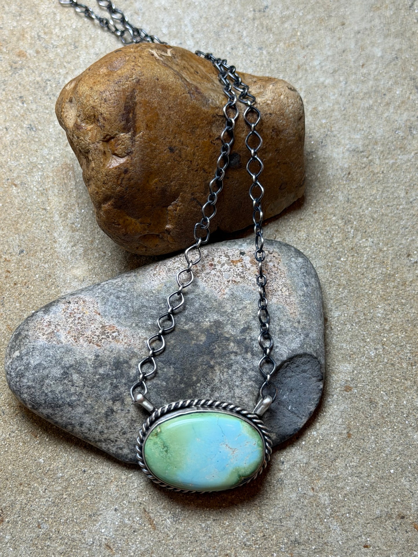 Jenny Ann - Turquoise Oval Bar Style Necklace - 19-3/8" Long