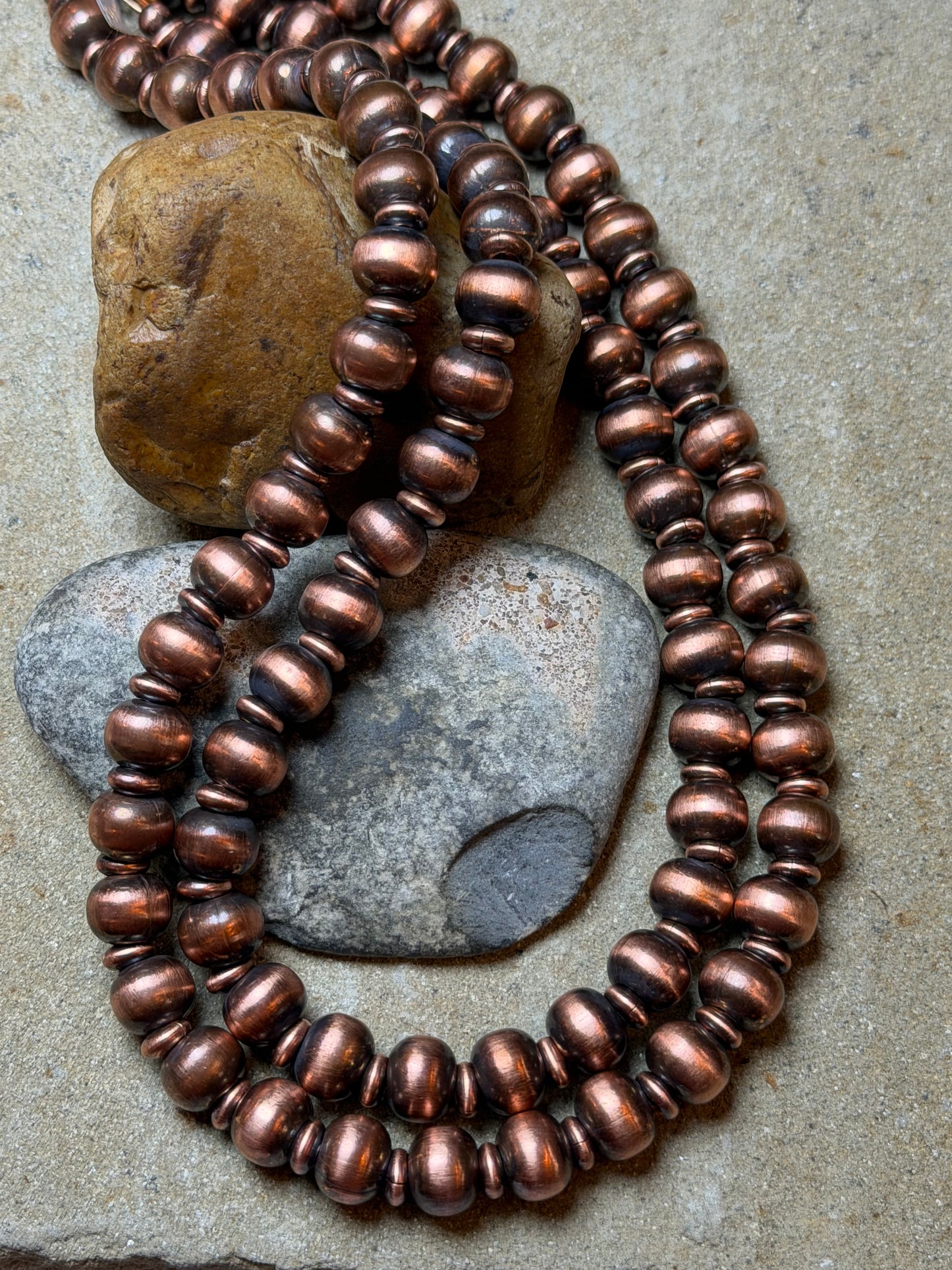 Mel - 2 -10mm Machine Made Copper Beaded Necklaces 18" and 16"