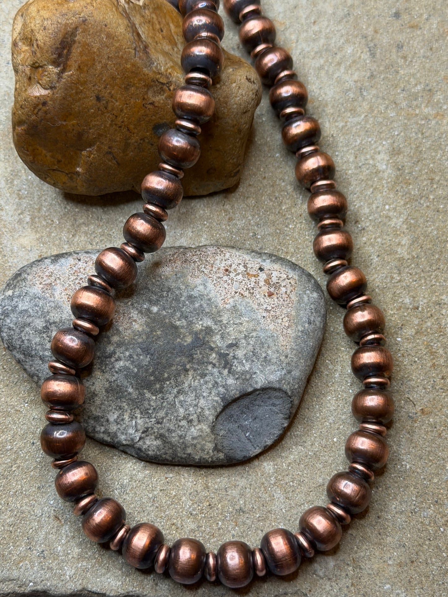 Stefanie - 10mm Machine Made Copper Beaded Necklace - 22" Long