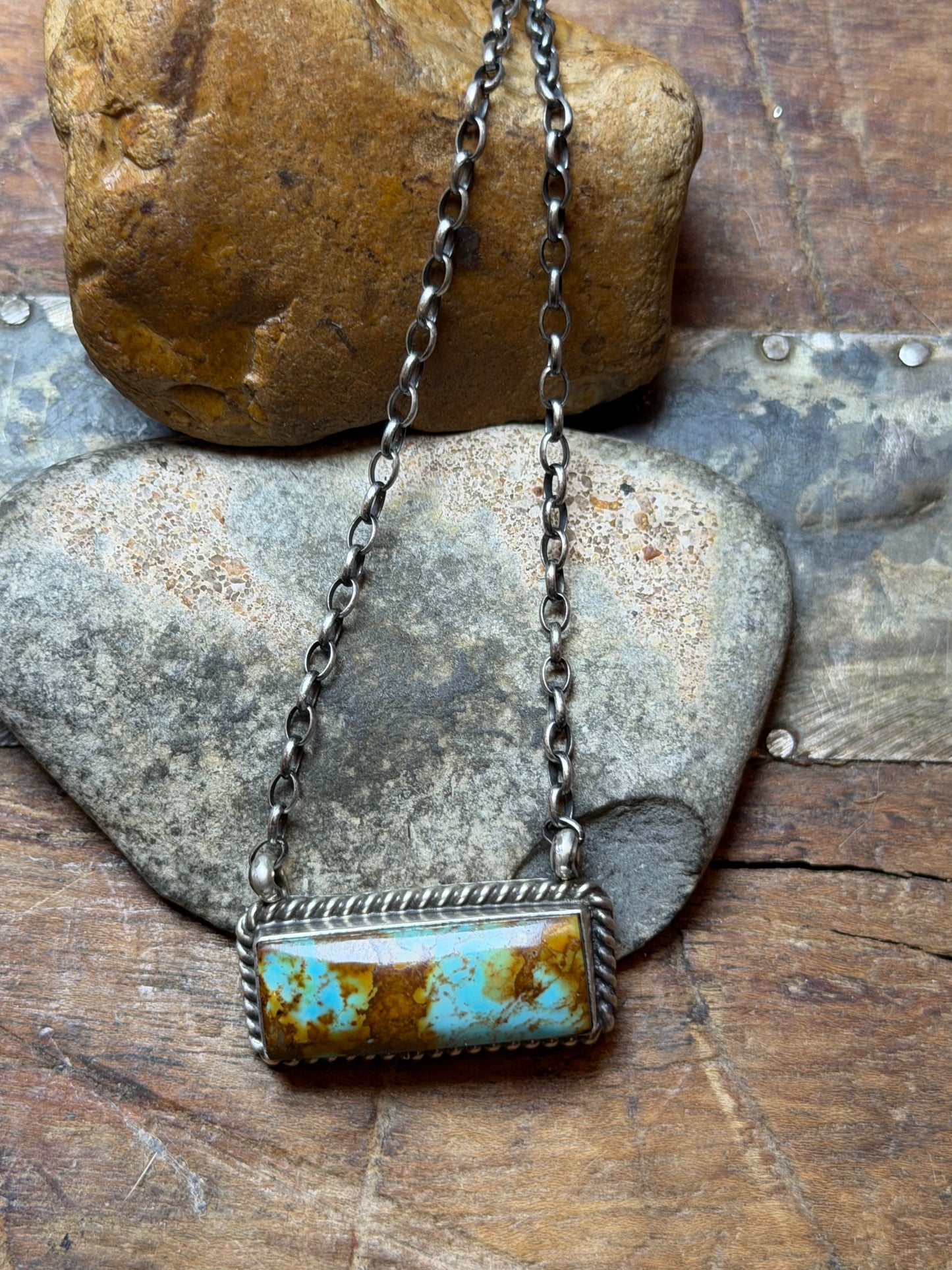 Sarah - Go Tell The Beez - Turquoise Bar Necklace - 16-7/8" Long