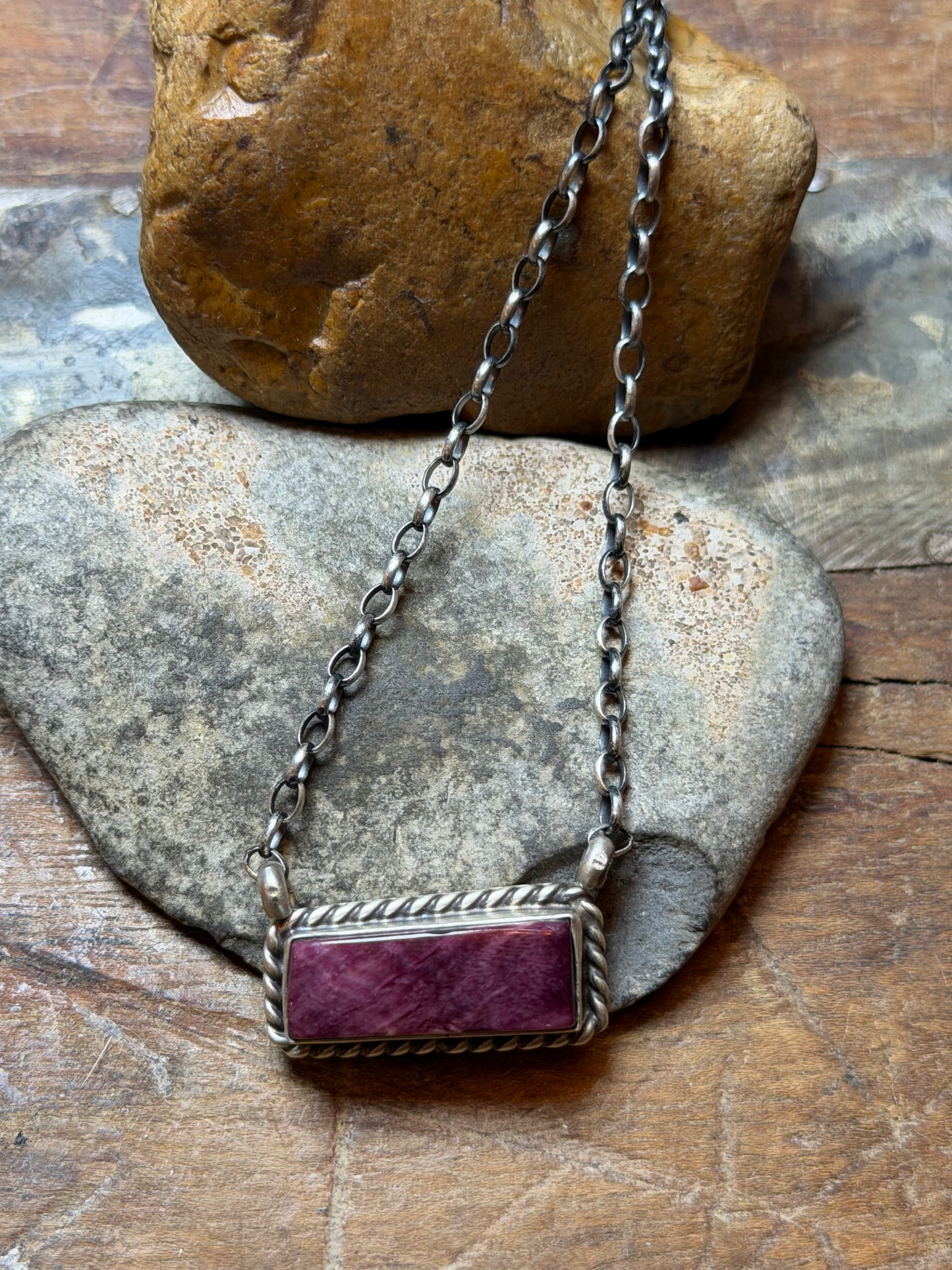 Brooke S - Purple Spiny Bar Necklace - 17" Long