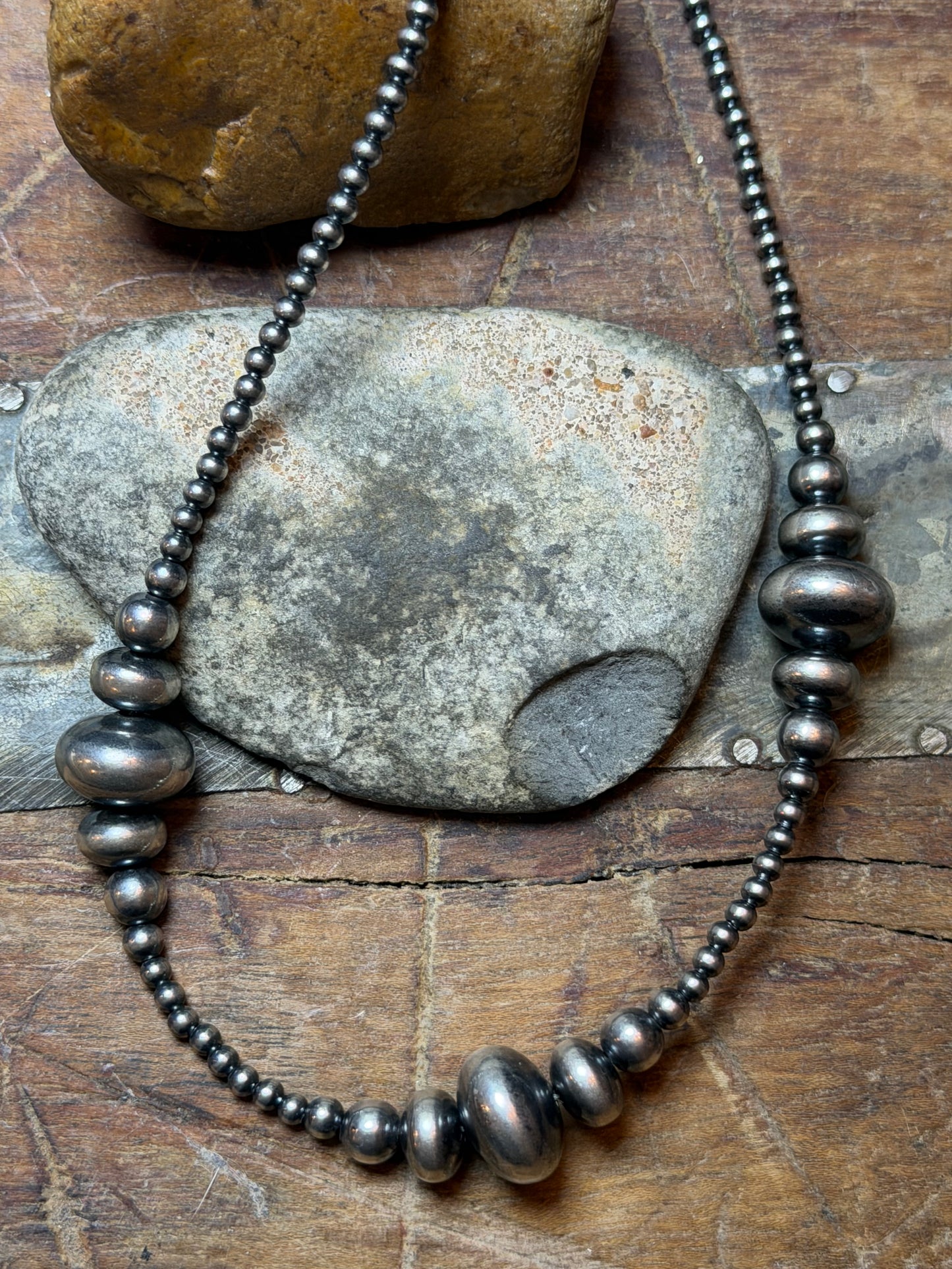 H - 3mm to 13.38mm Machine Made Graduated Beaded Necklace - 18" Long