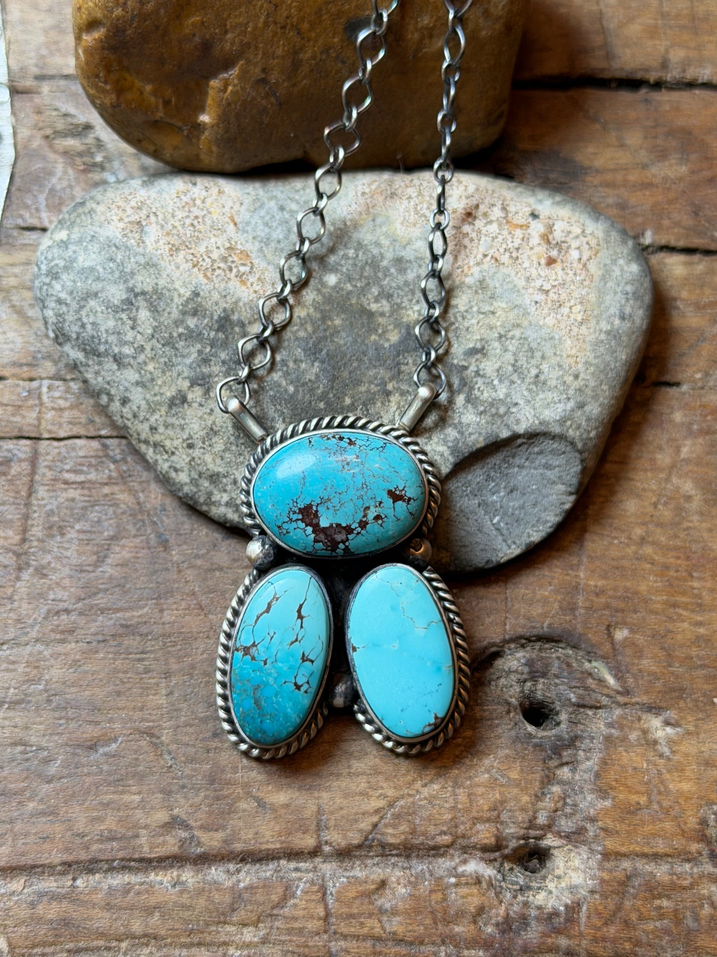 Vatech2029 - 3 Stone Turquoise Necklace - 19" Long