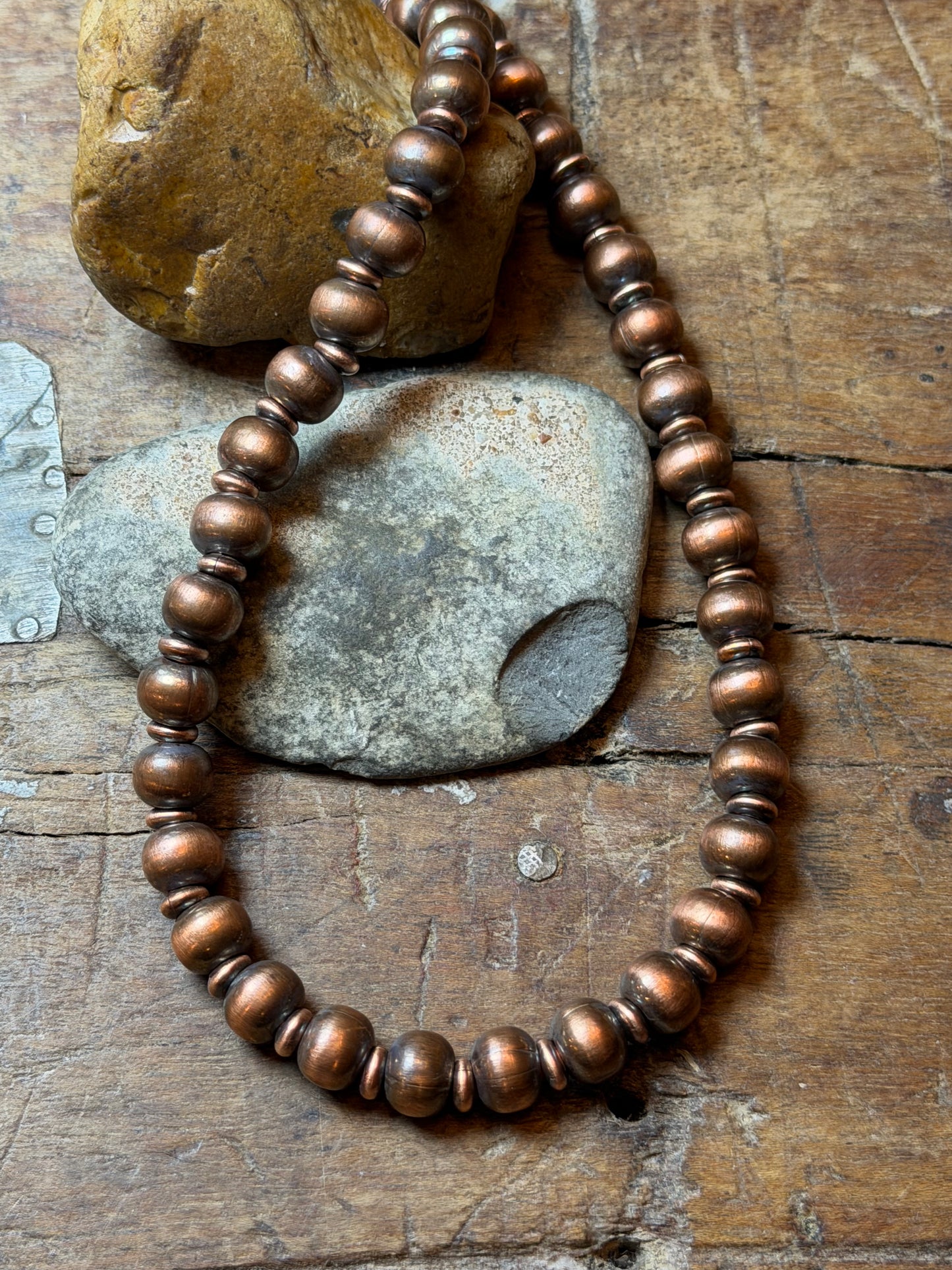 Andrea - 9.52mm Machine Made Copper Beaded Necklace - 18" Long