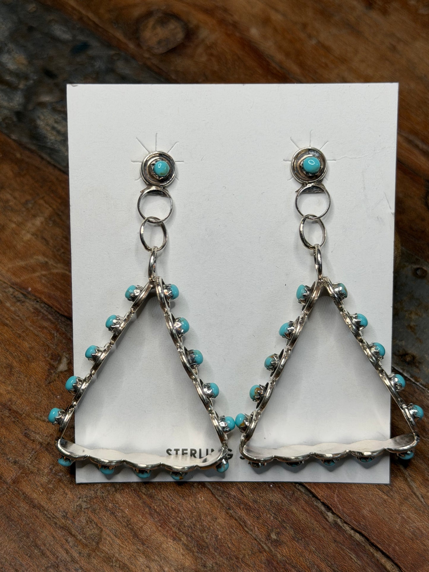 Maddy - Sterling Triangle Dangle Earrings w Turquoise