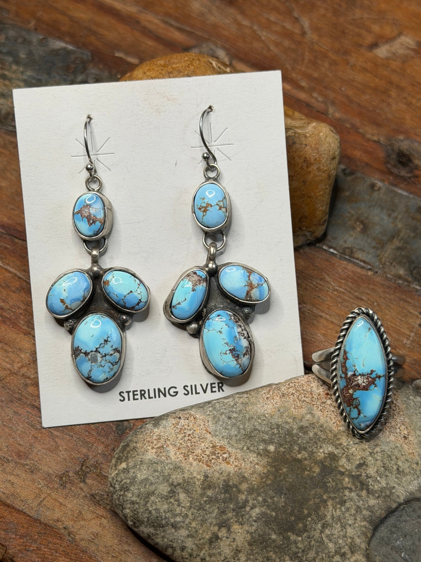 Denise - Golden Hills Adjustable Ring and Dangle Earring Set