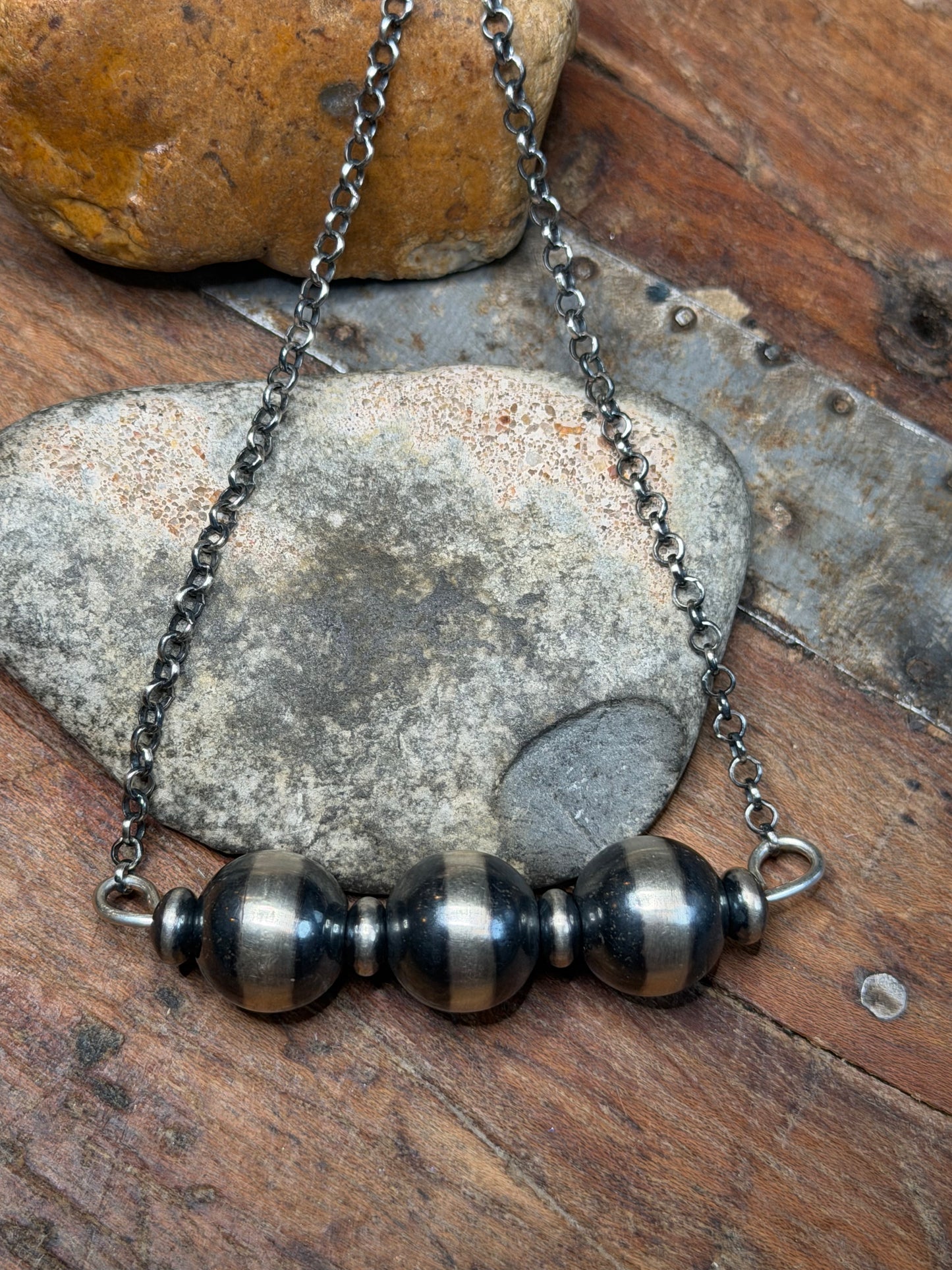 Zarek - 14mm Machine Made 3 Bead Necklace