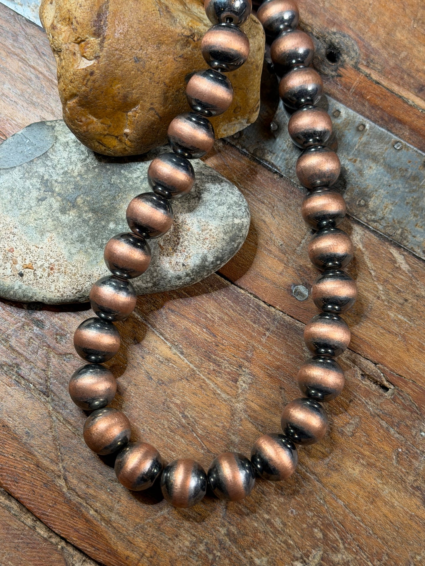 11.7mm Machine Made Beaded Copper Necklace - 18.5" Long