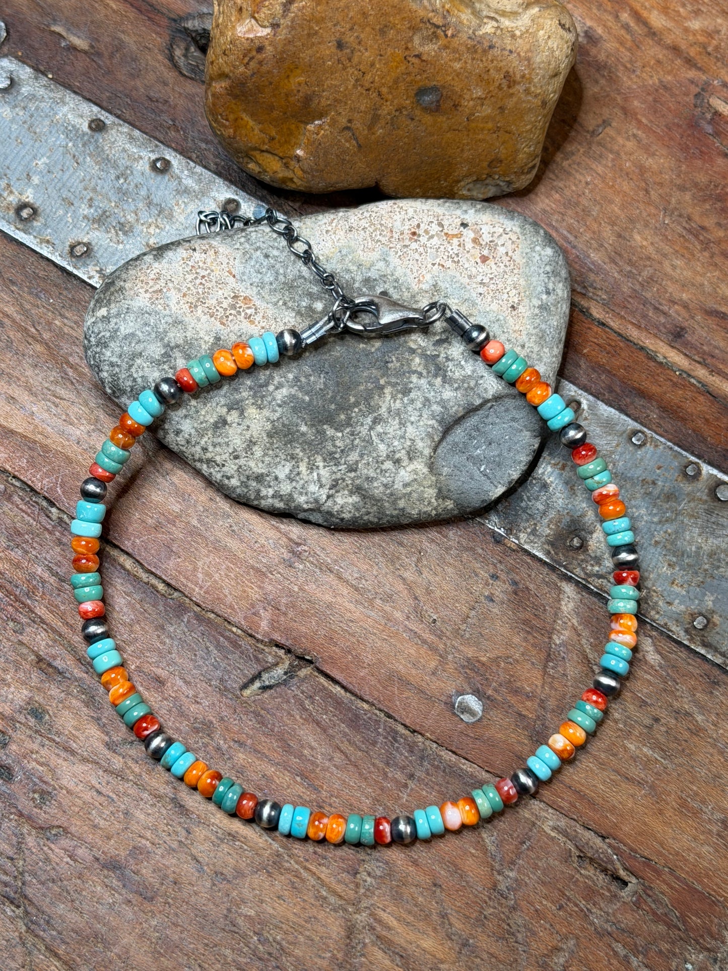 Marisa - Multi Stone Bead Anklet - 9.25" to 11-5/8" Long