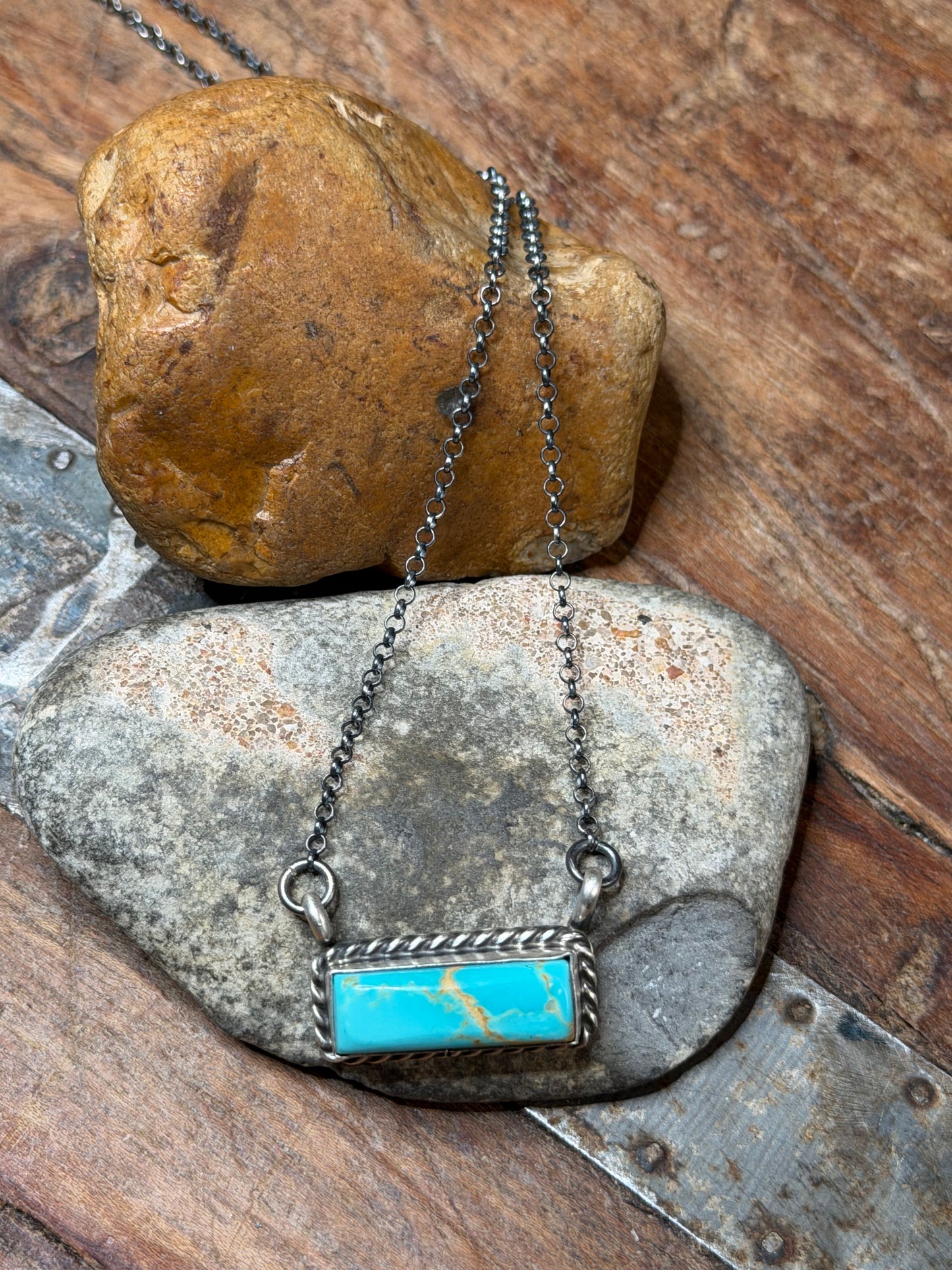 Kelsey - Turquoise Mini Bar Necklace - 17" Long