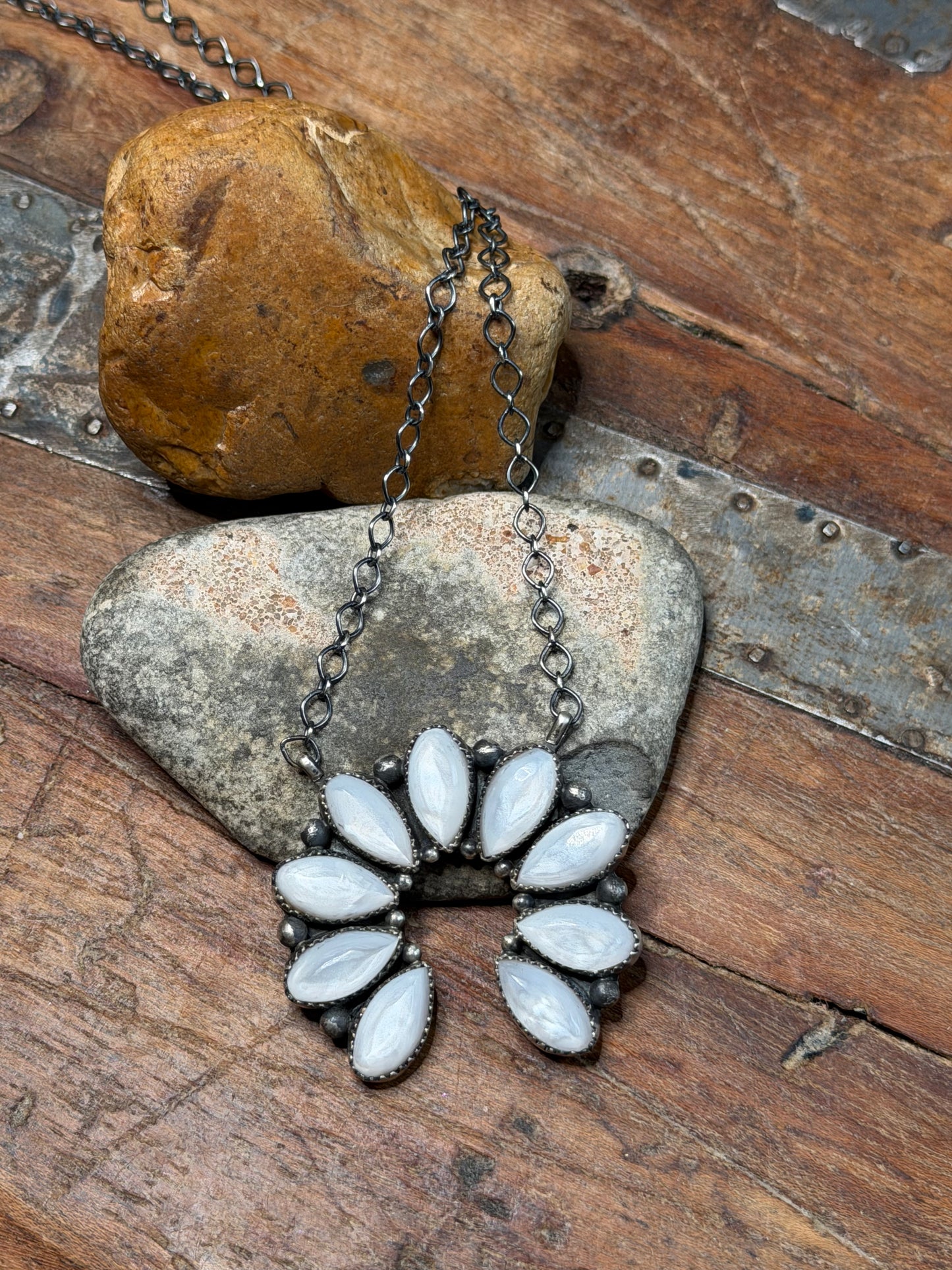 Jen - Mother of Pearl Naja Necklace - 20.25" Long