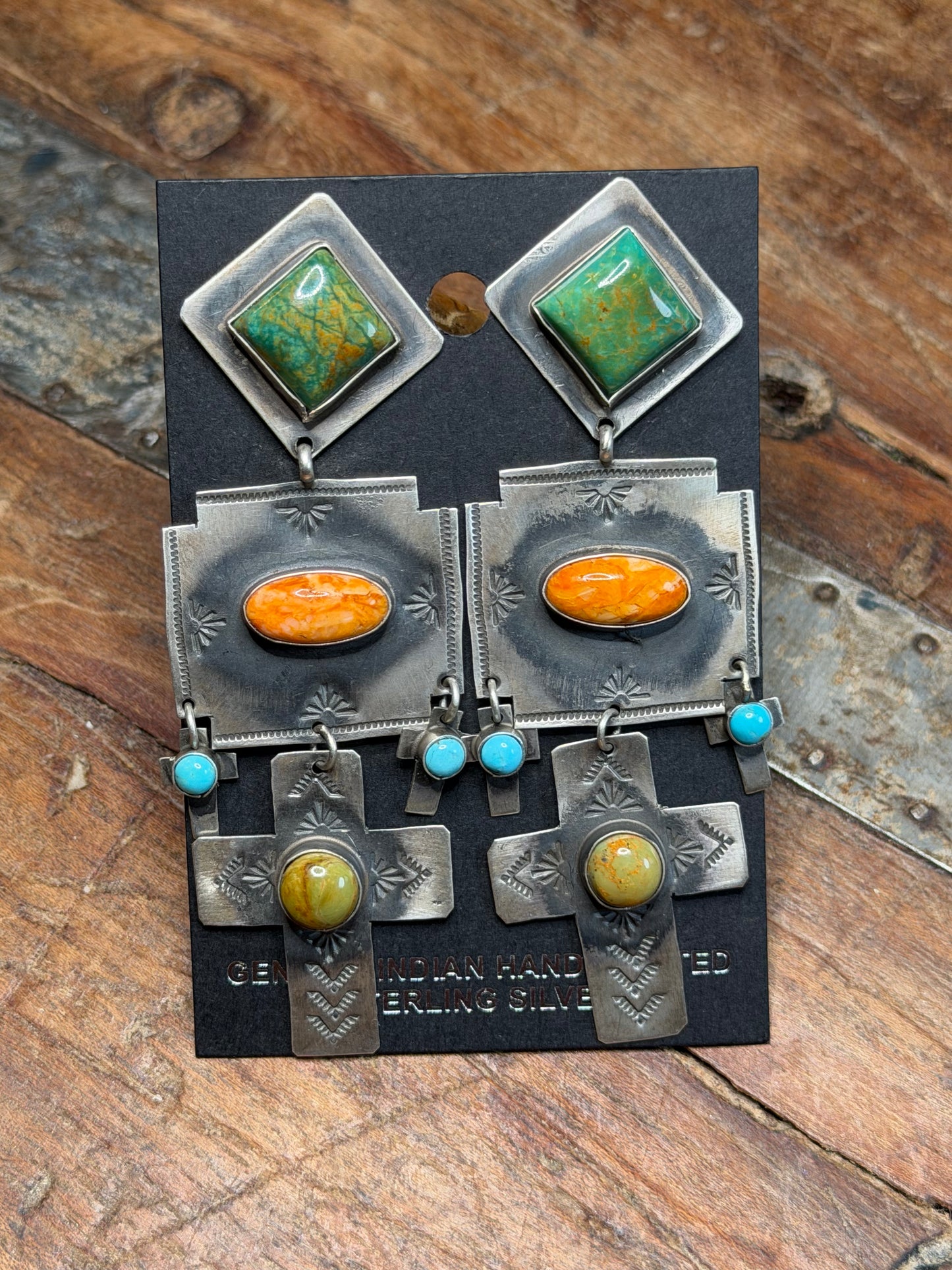 Mona - Rita Lee 3 Tier Dangle Earrings Multi Stone